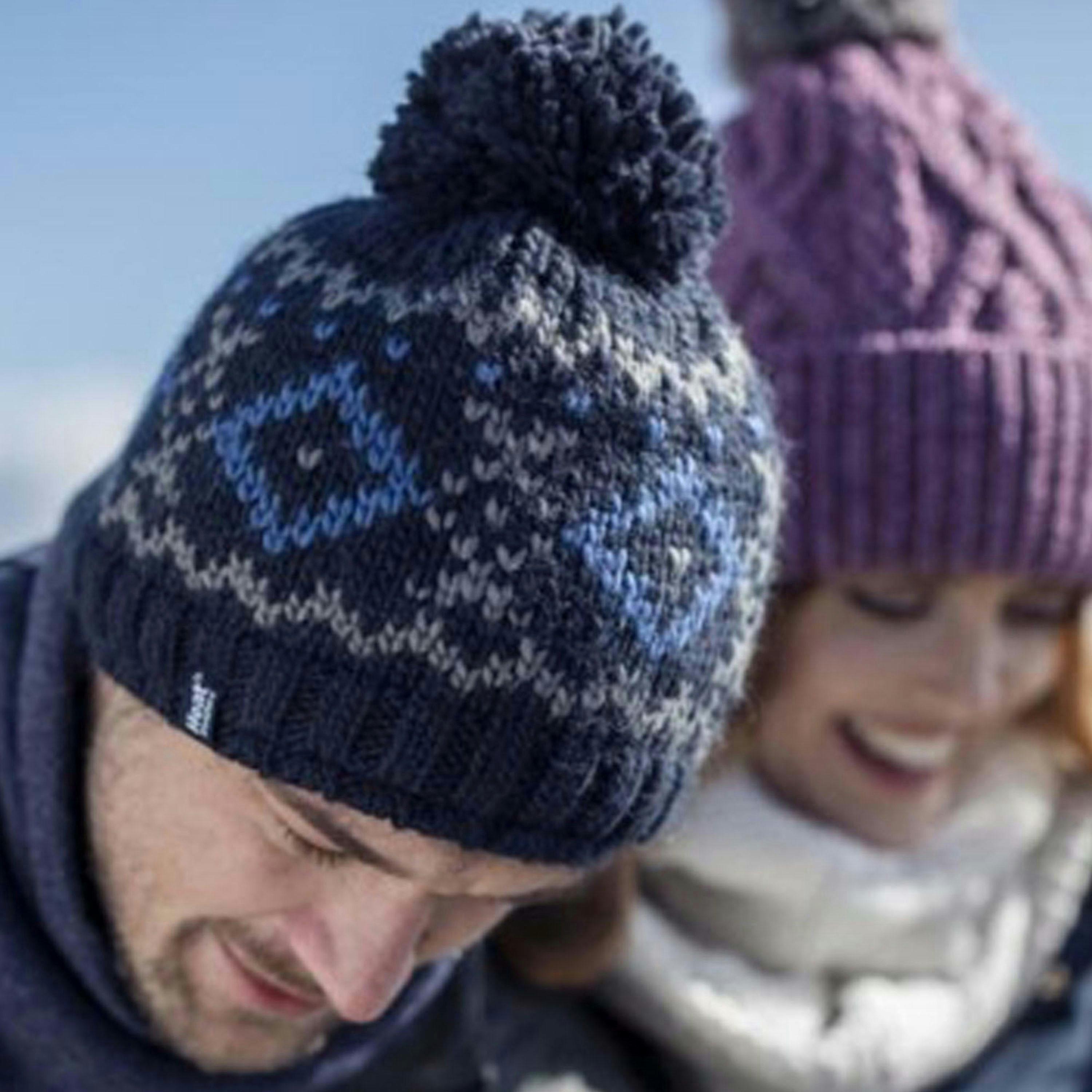 Mens Fleece Lined Thermal Winter Warm Beanie Bobble Hat with Pom Pom , view 3 of 5