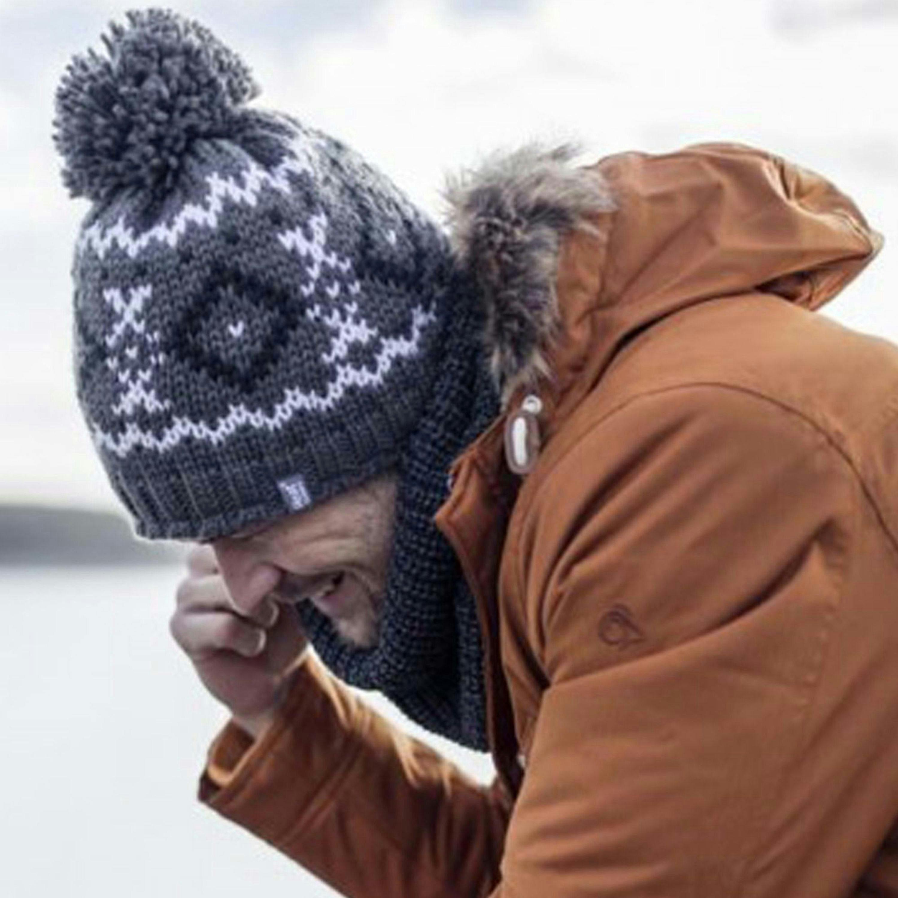 Mens Fleece Lined Thermal Winter Warm Beanie Bobble Hat with Pom Pom , view 4 of 5
