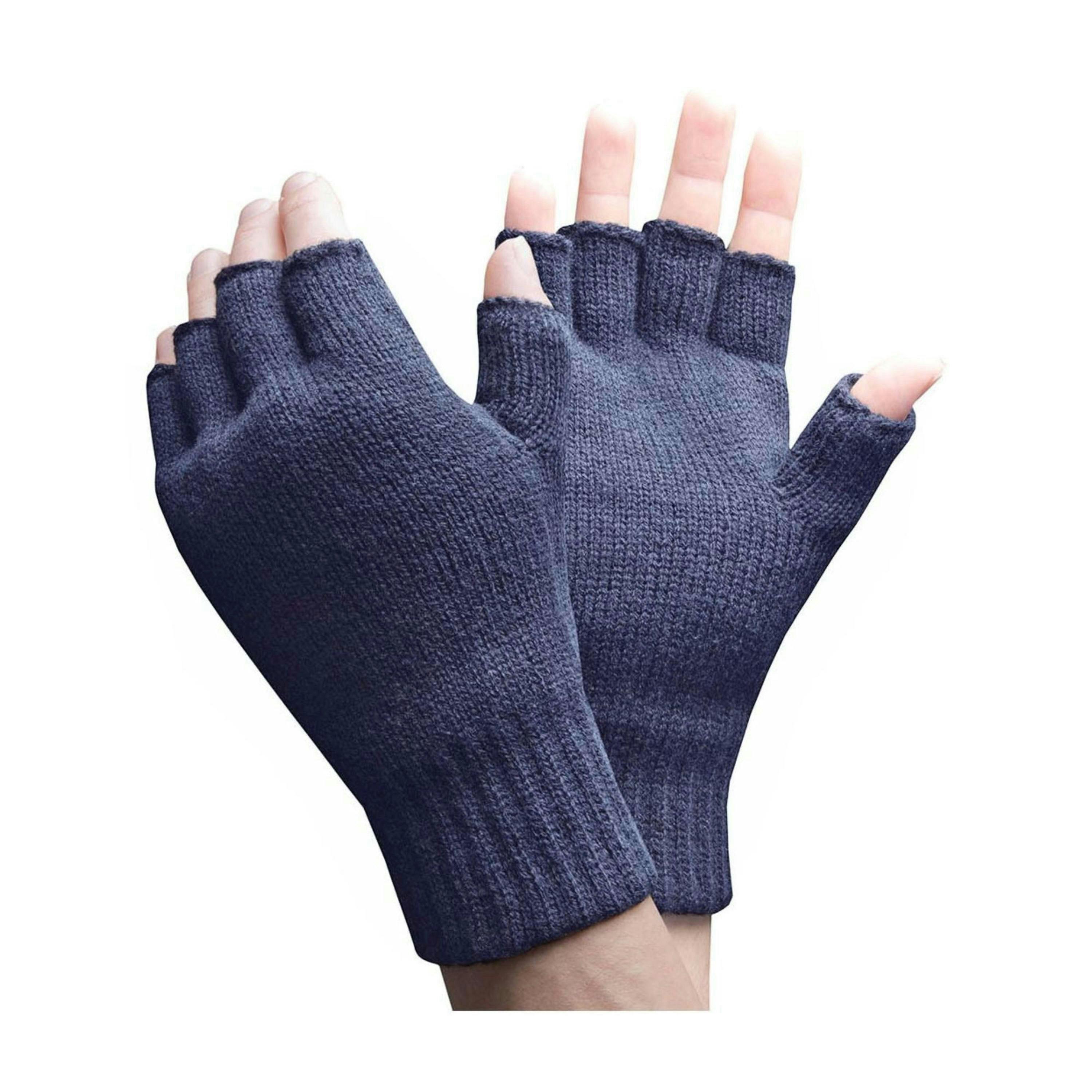 Mens Warm 3.2 TOG Fleece Lined Winter Thermal Fingerless Gloves , view 1 of 5