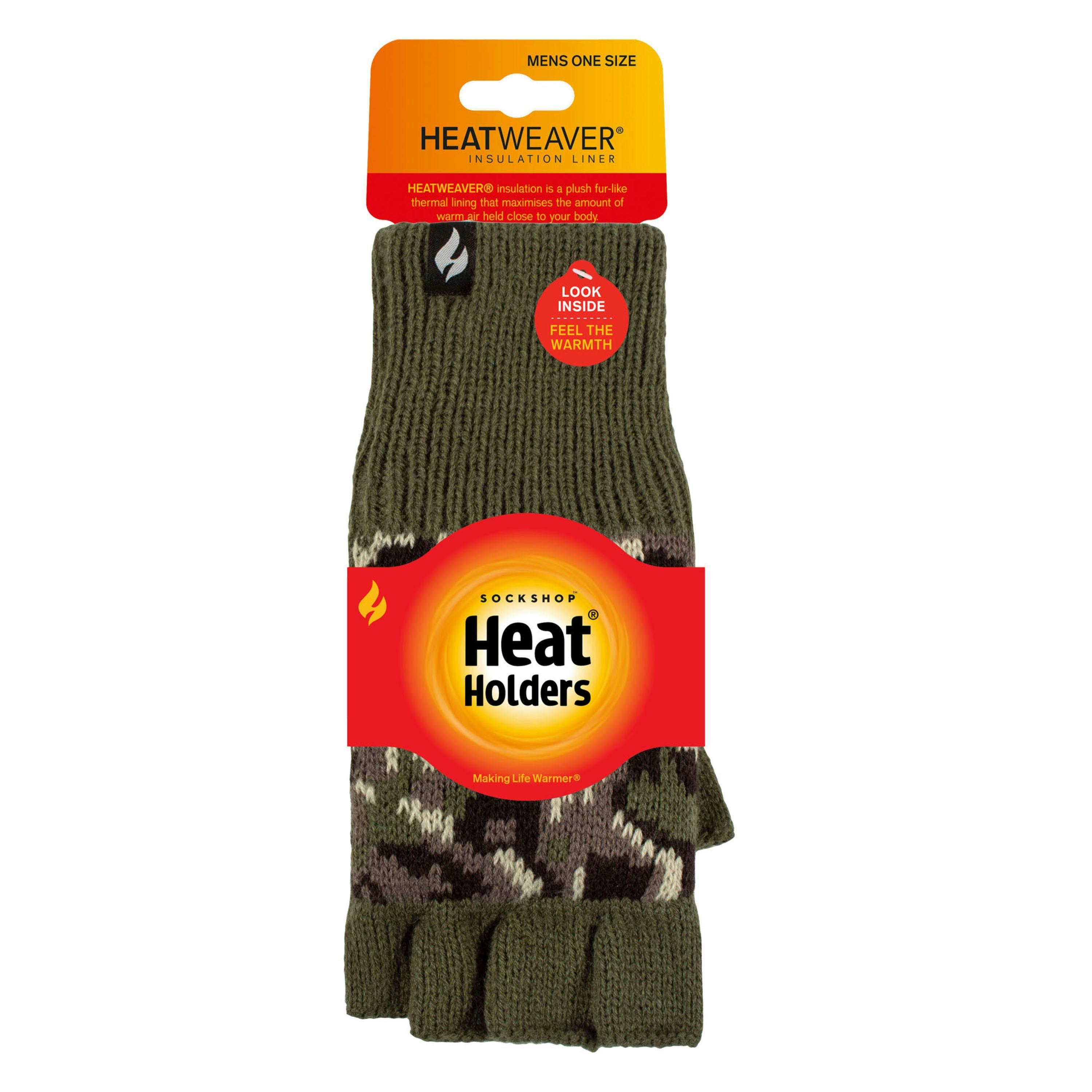Mens Warm 3.2 TOG Fleece Lined Winter Thermal Fingerless Gloves , view 2 of 5