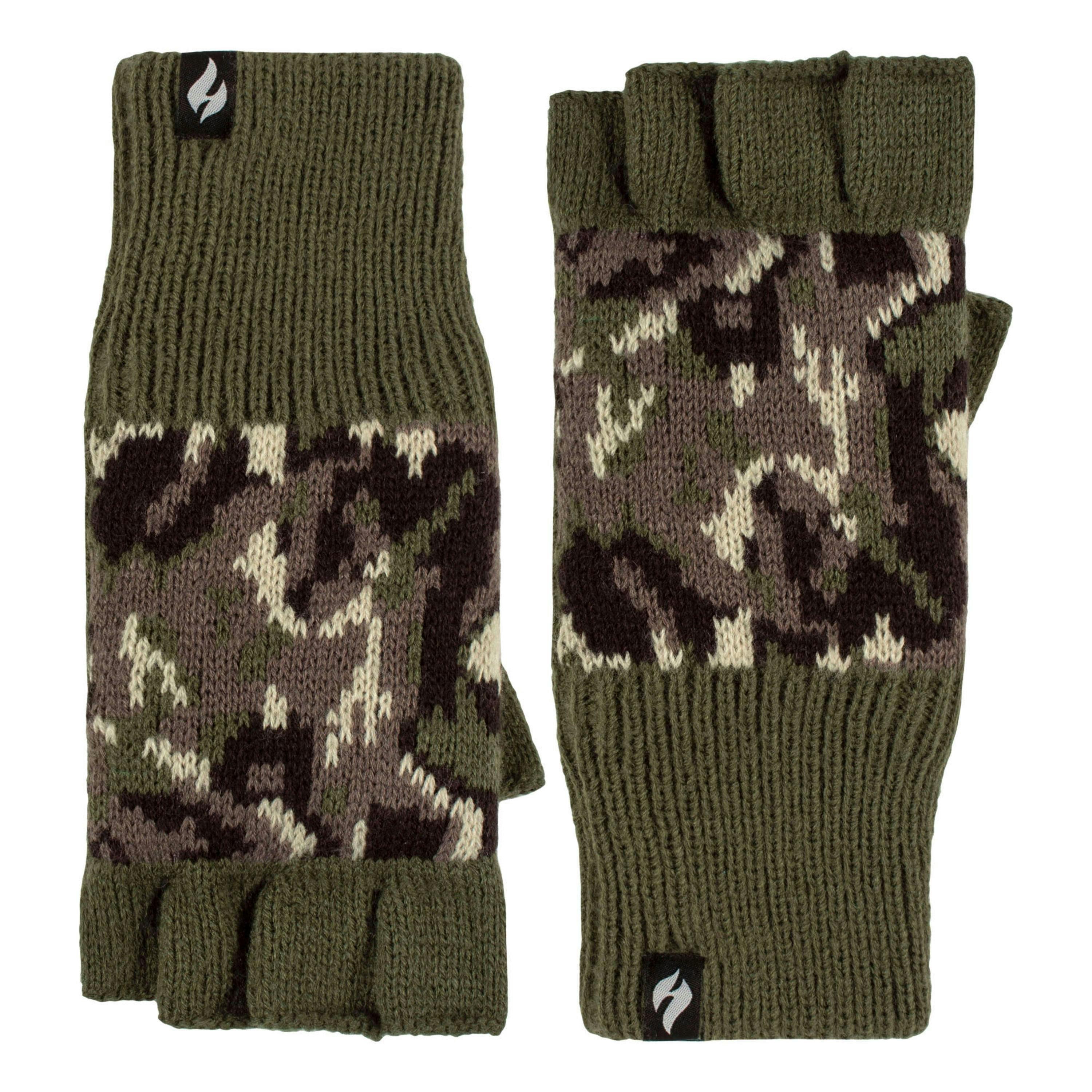 Mens Warm 3.2 TOG Fleece Lined Winter Thermal Fingerless Gloves , view 3 of 5