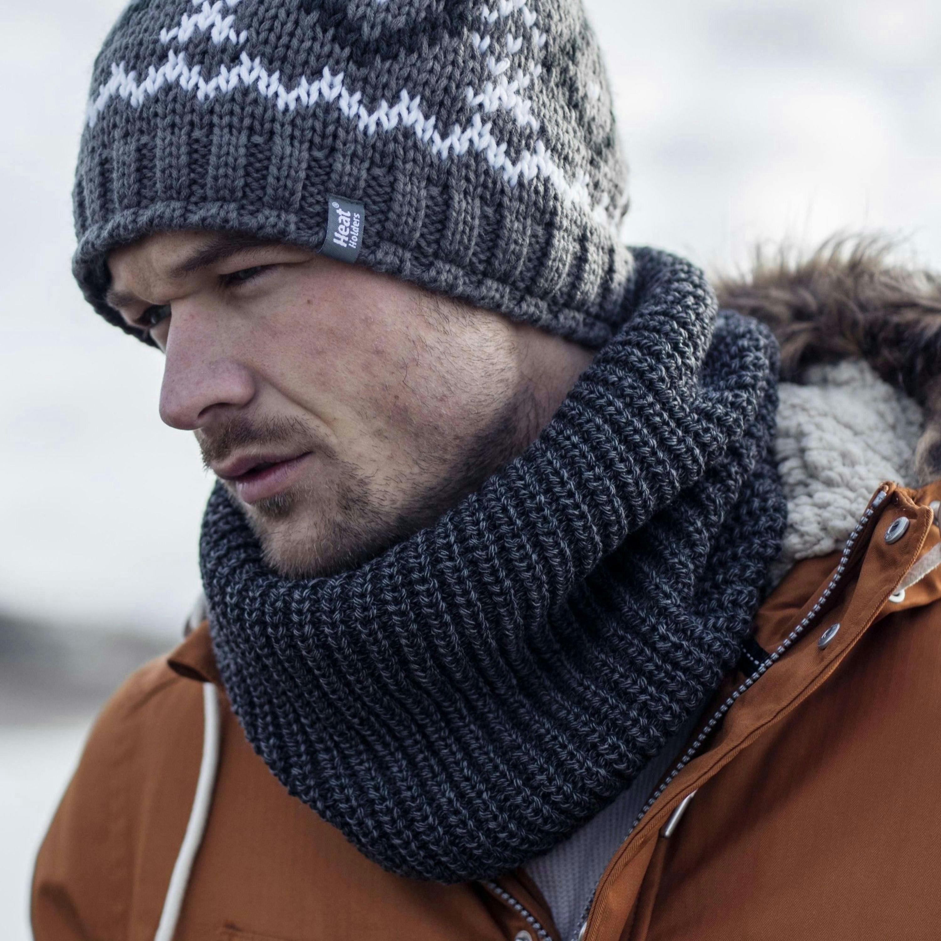 Mens Winter Warm Fleece Lined Chunky Knit Thermal Neck Warmer , view 4 of 5
