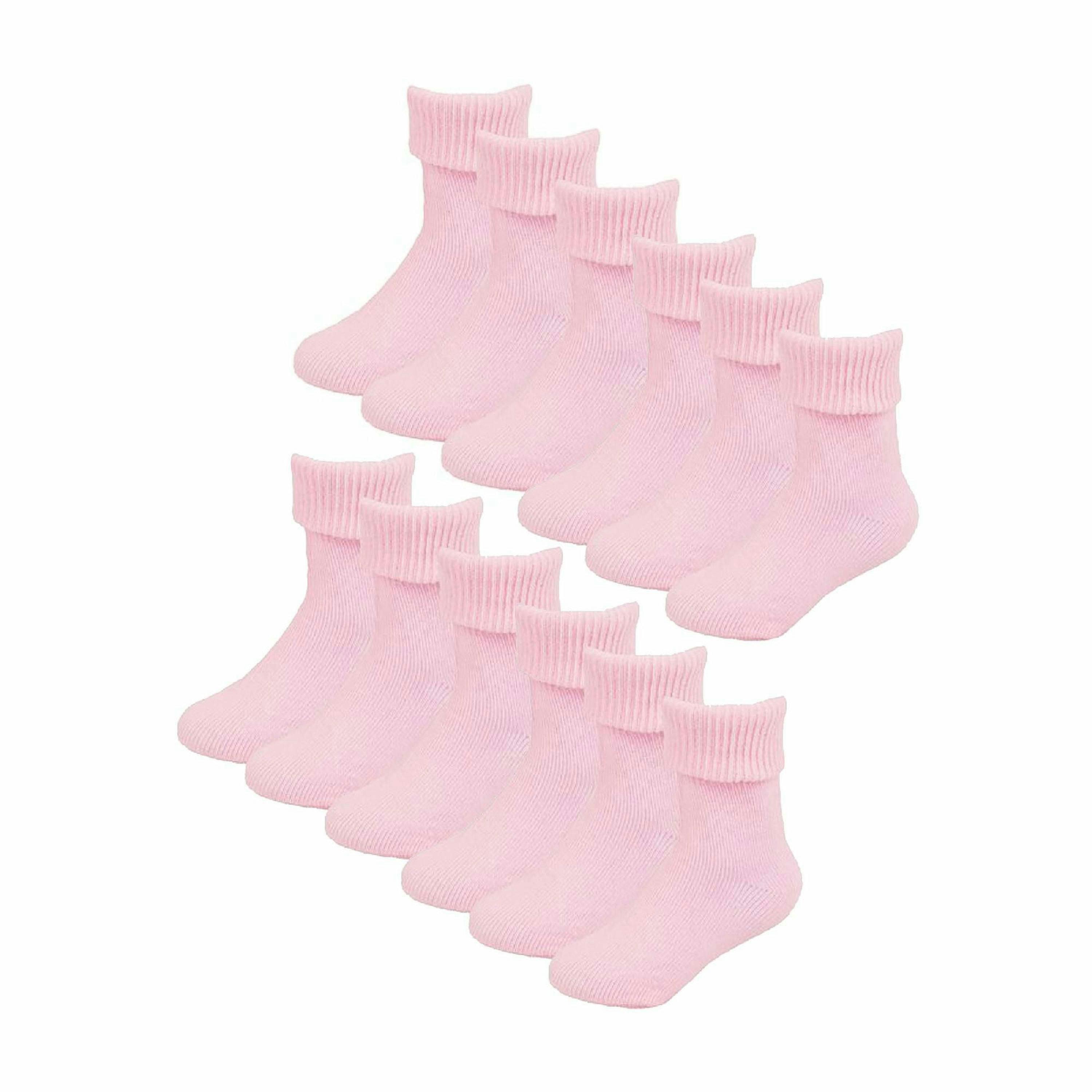 12 Pack Baby Girl & Boy Soft Cotton Turn Over Top Socks , view 1 of 3