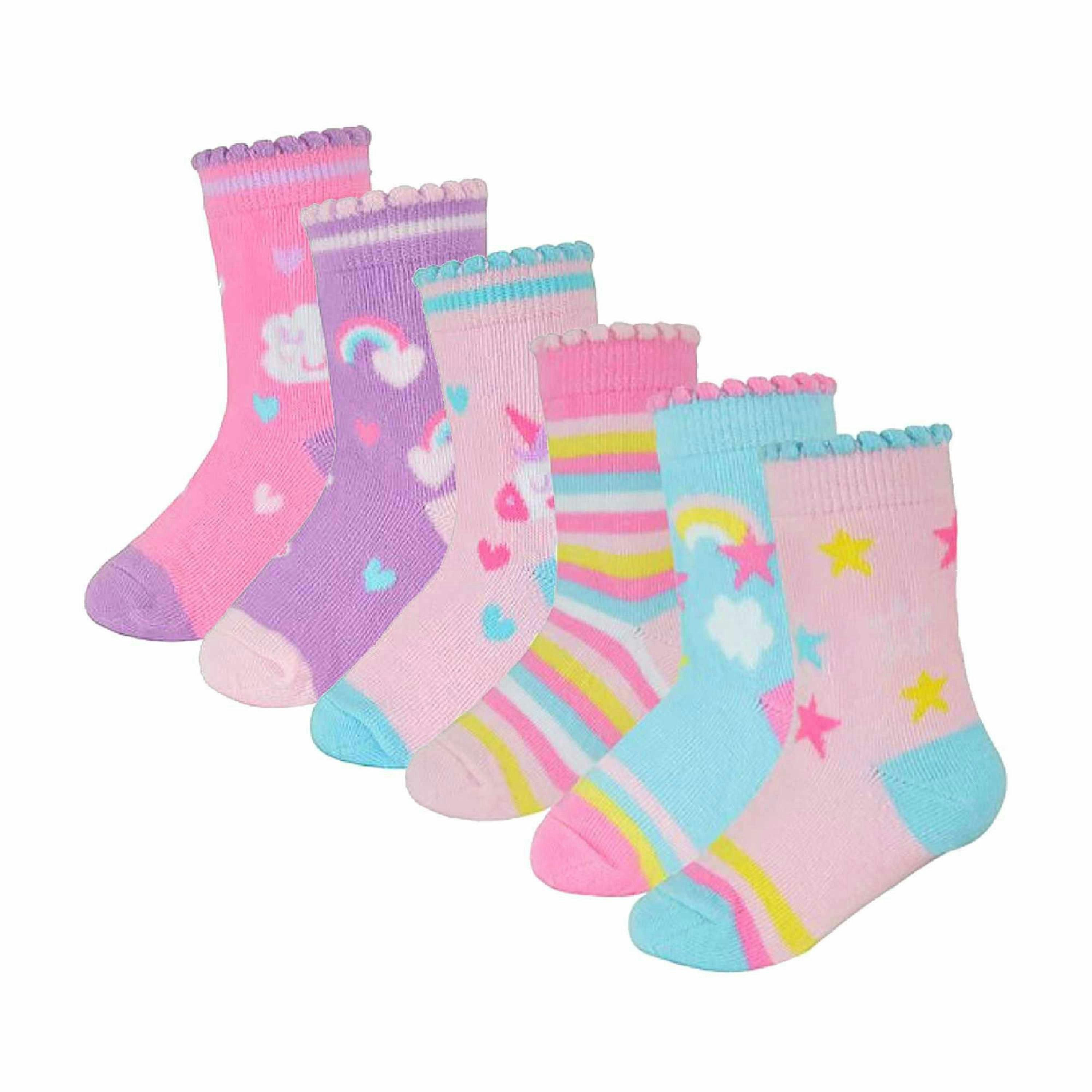 6 Pack Baby Girl Soft Cotton Butterfly & Animal Design Socks , view 1 of 4