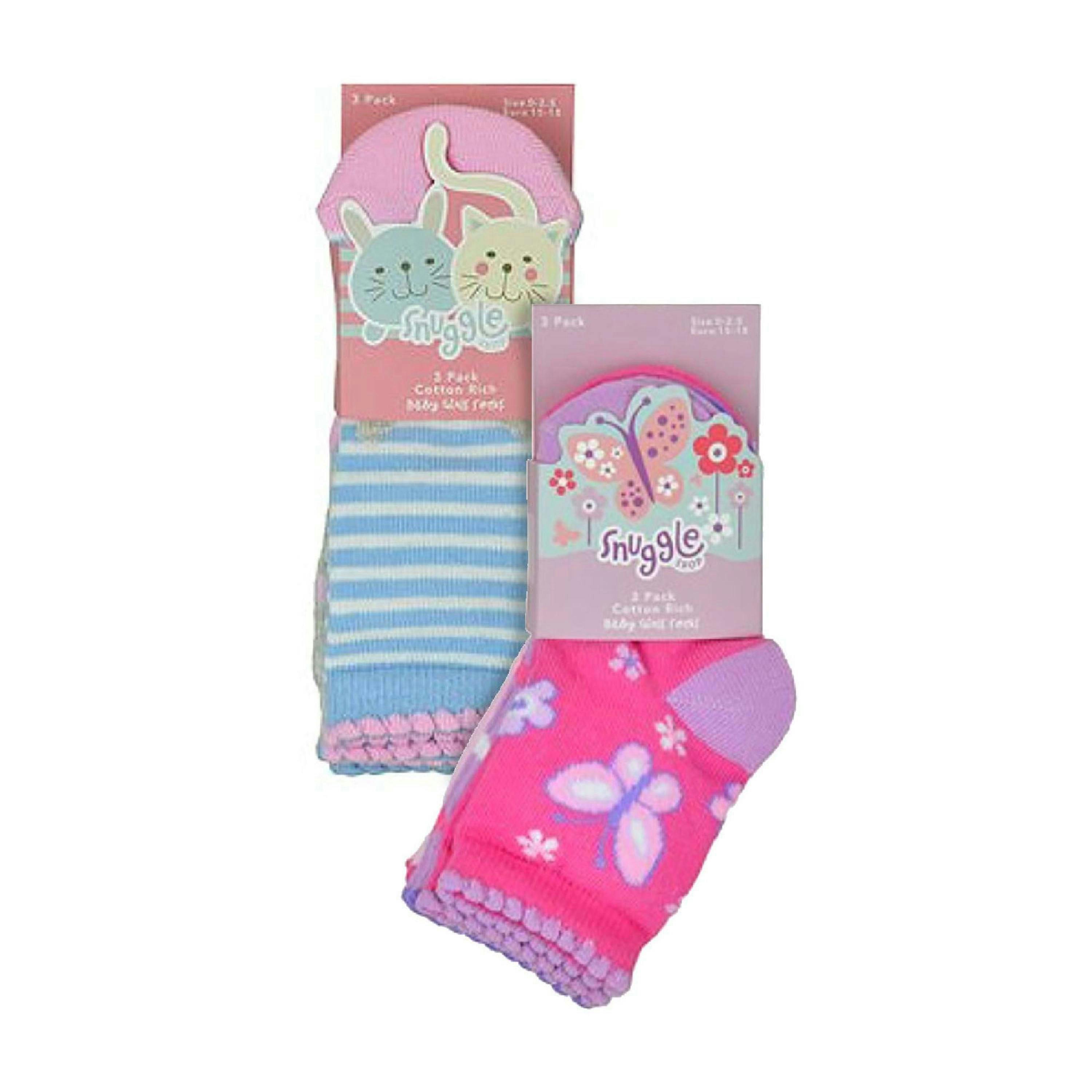 6 Pack Baby Girl Soft Cotton Butterfly & Animal Design Socks , view 2 of 4