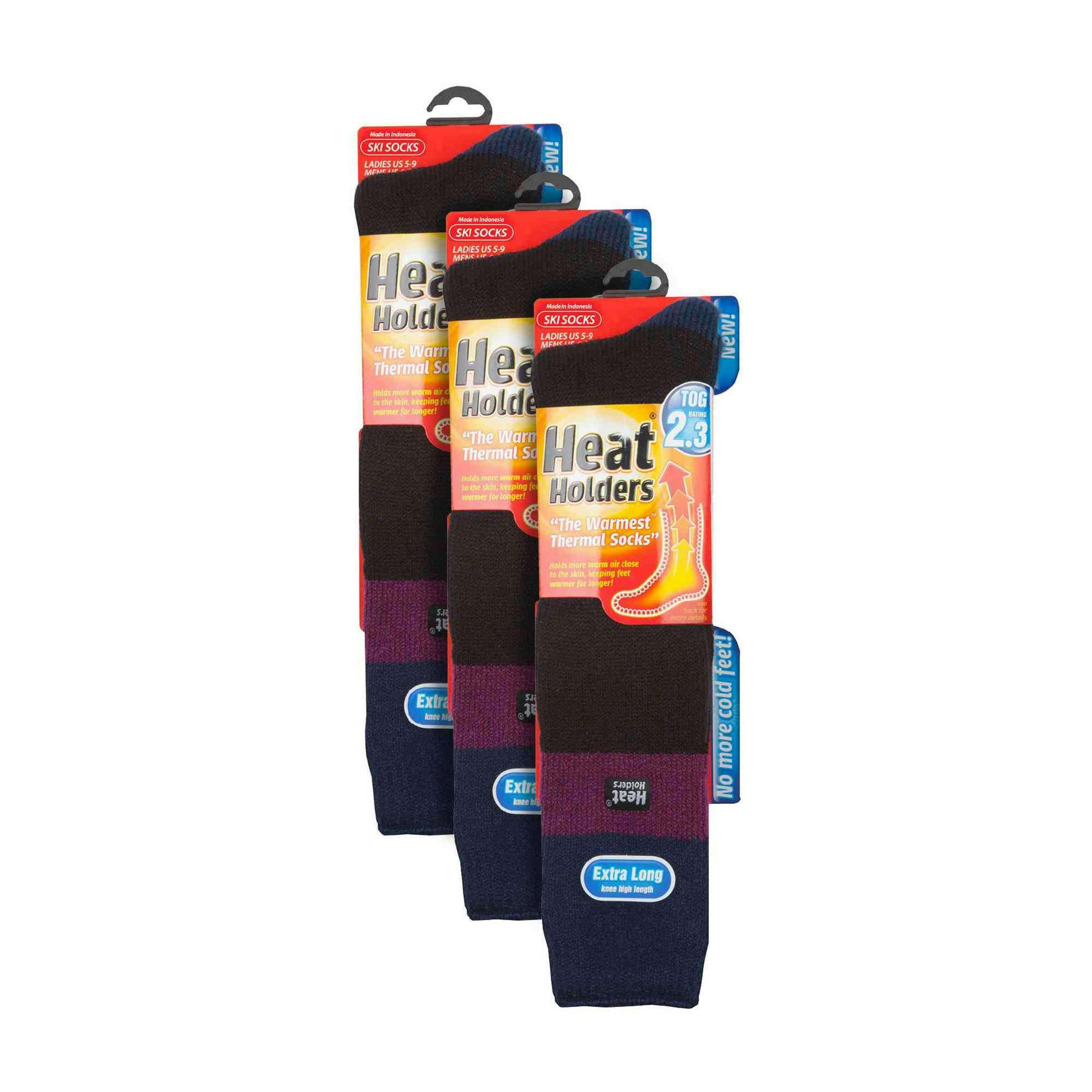 3 Pack Ladies Winter 2.3 TOG Thermal Long Knee High Ski Socks , view 2 of 5