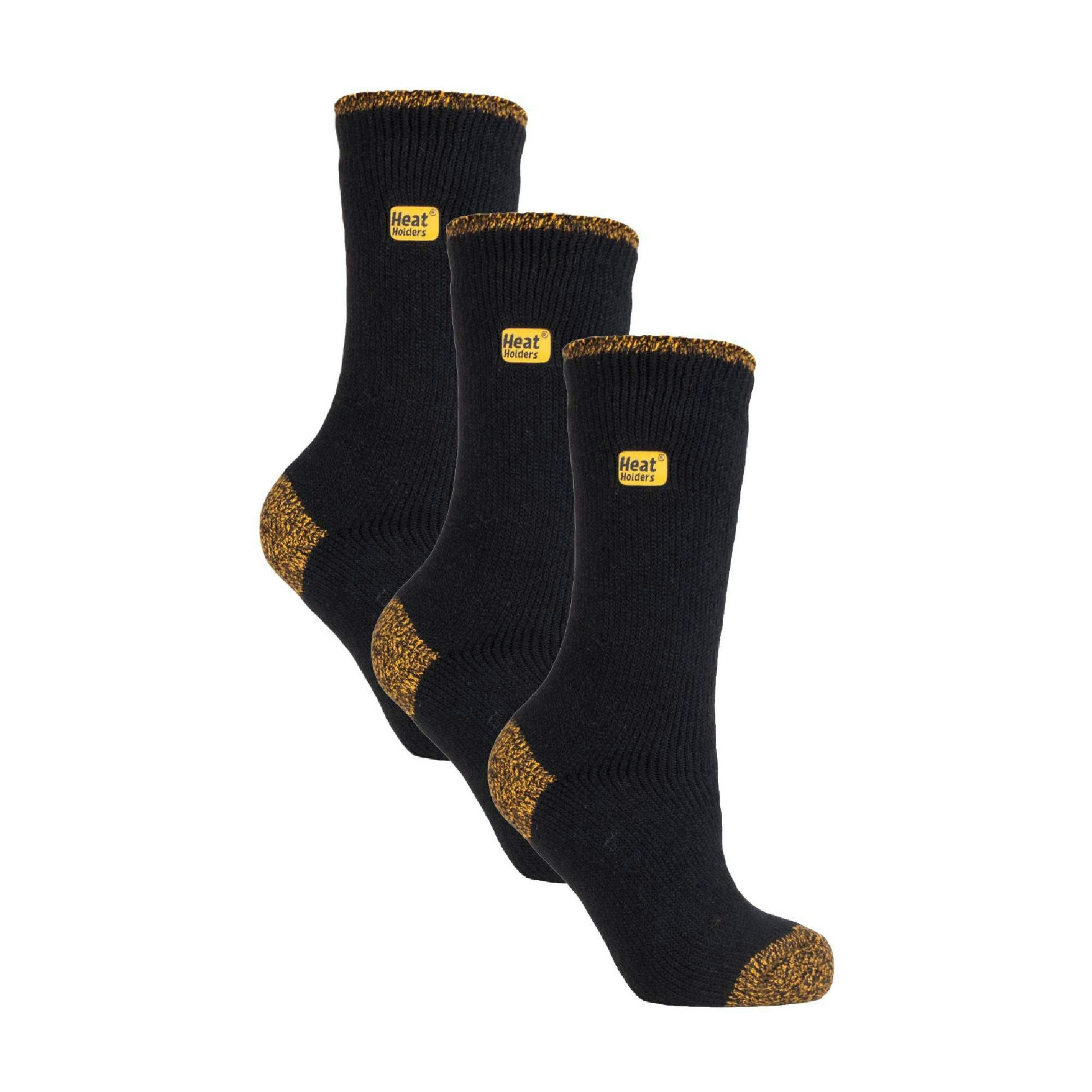 3-Pack Unisex Winter Crew Work Socks in Black with Reinforced Heel & Toe , view 1 of 5