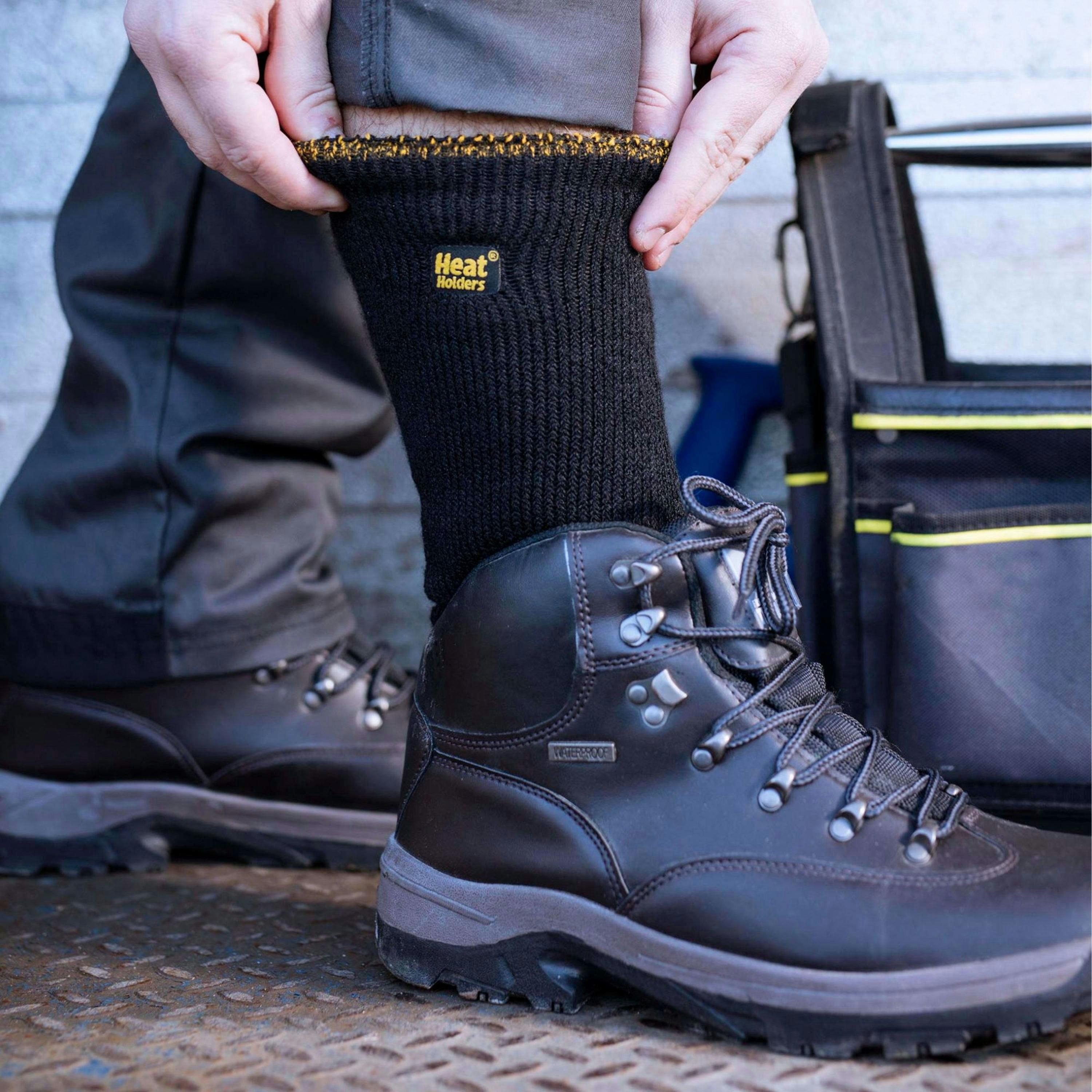 3-Pack Unisex Winter Crew Work Socks in Black with Reinforced Heel & Toe , view 3 of 5
