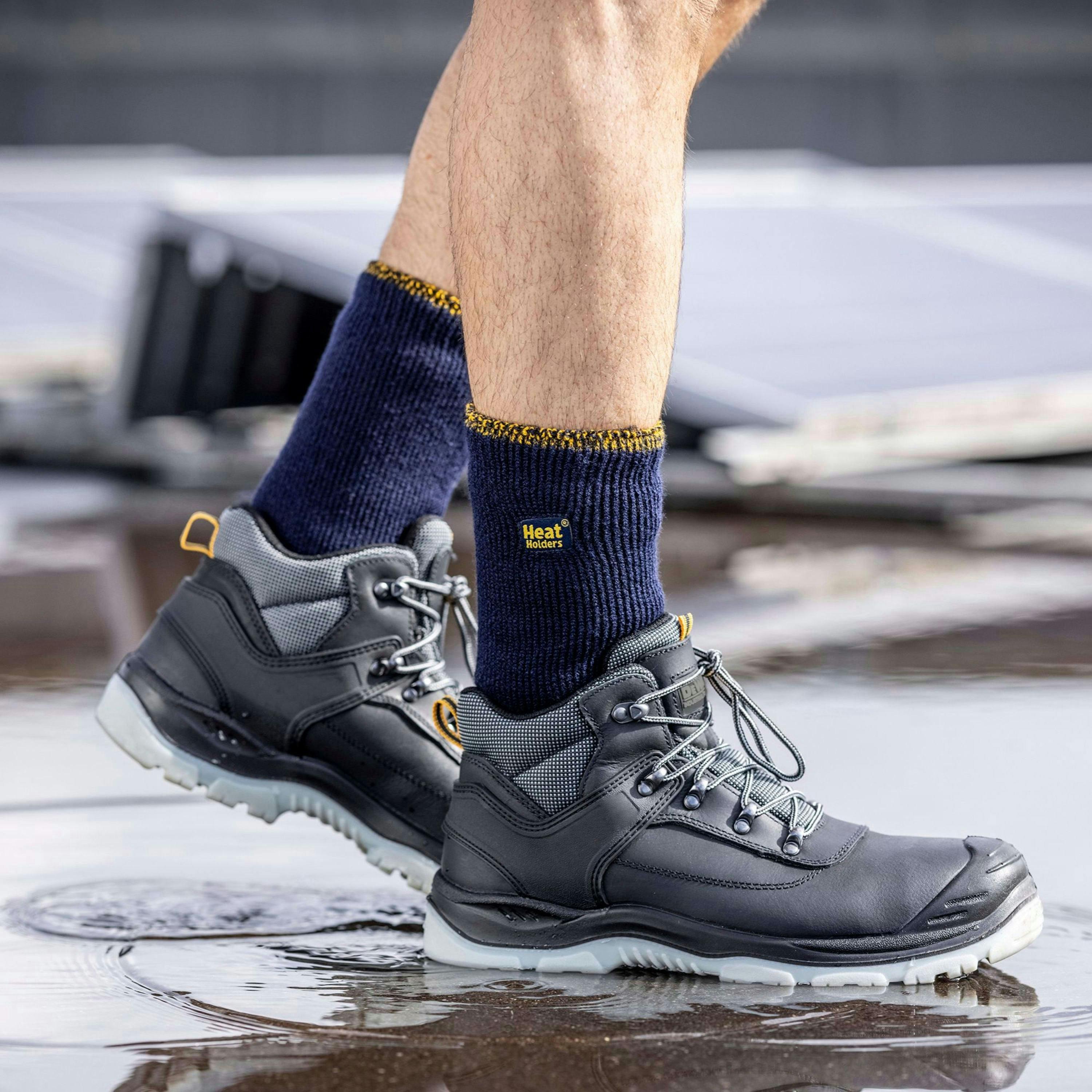 3-Pack Unisex Winter Crew Work Socks in Black with Reinforced Heel & Toe , view 4 of 5