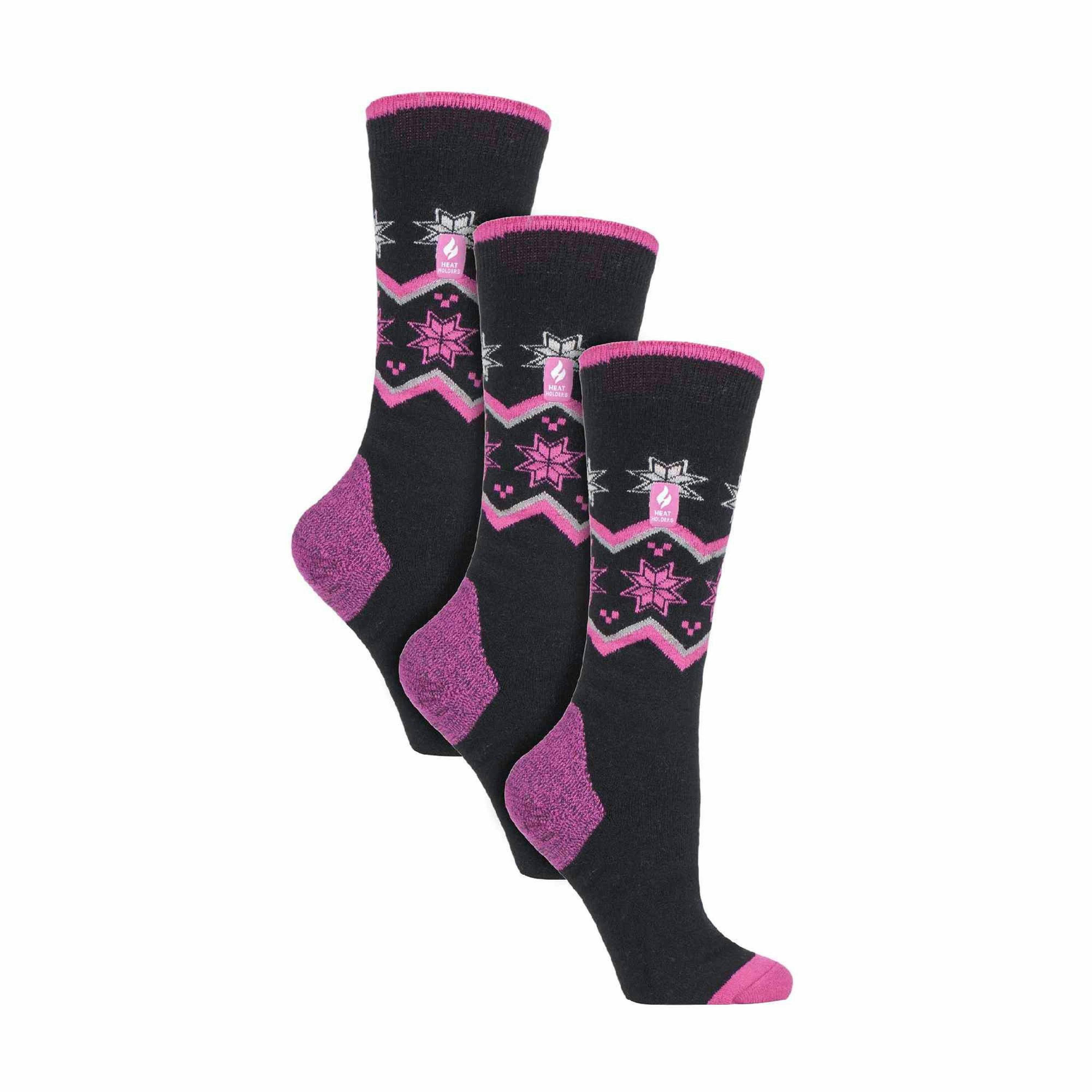 3 Pack Ladies Patterned Lightweight Thin 1.0 TOG Thermal Knee High Ski Socks , view 1 of 5