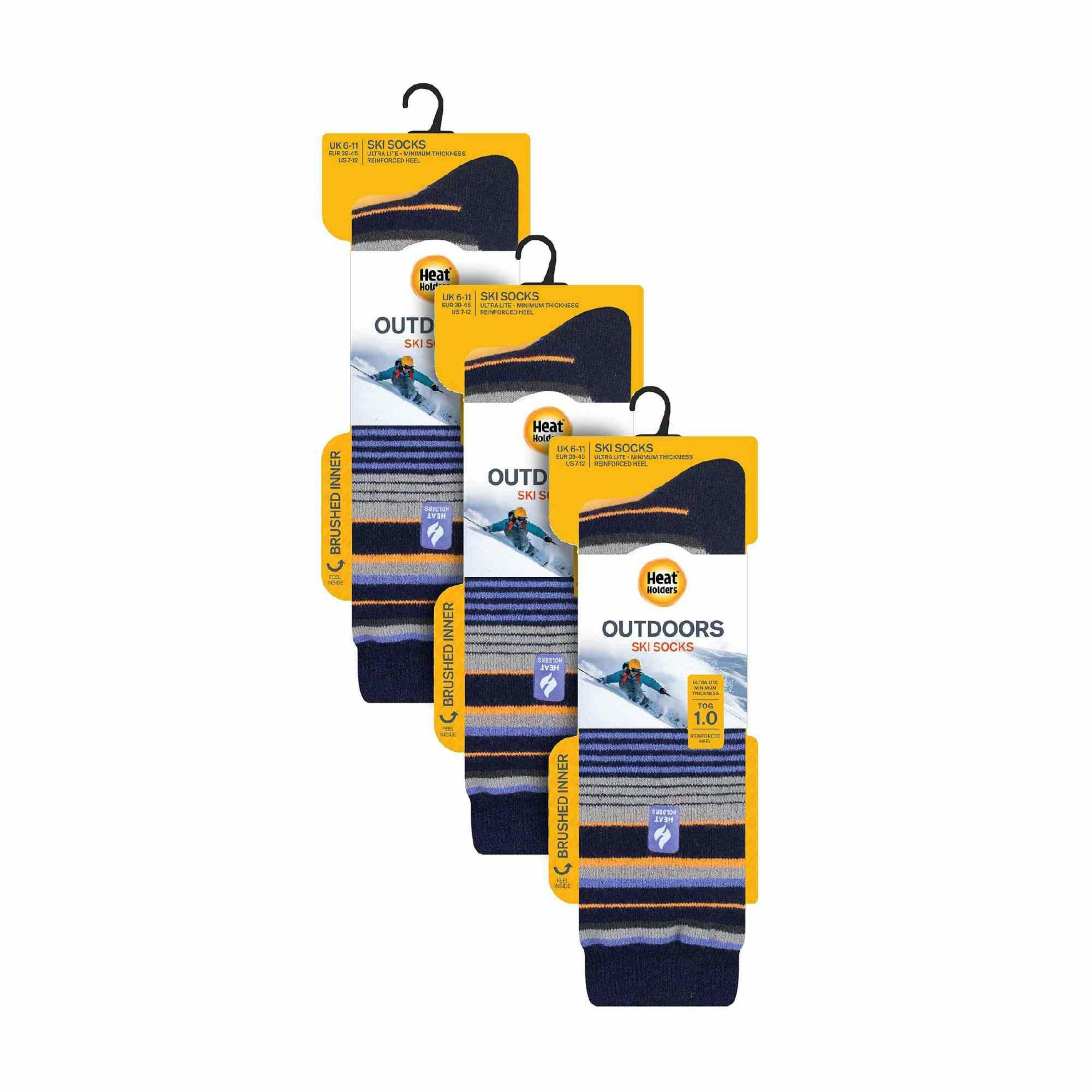 3 Pack Mens Patterned Lightweight Thin 1.0 TOG Thermal Knee High Ski Socks , view 2 of 5