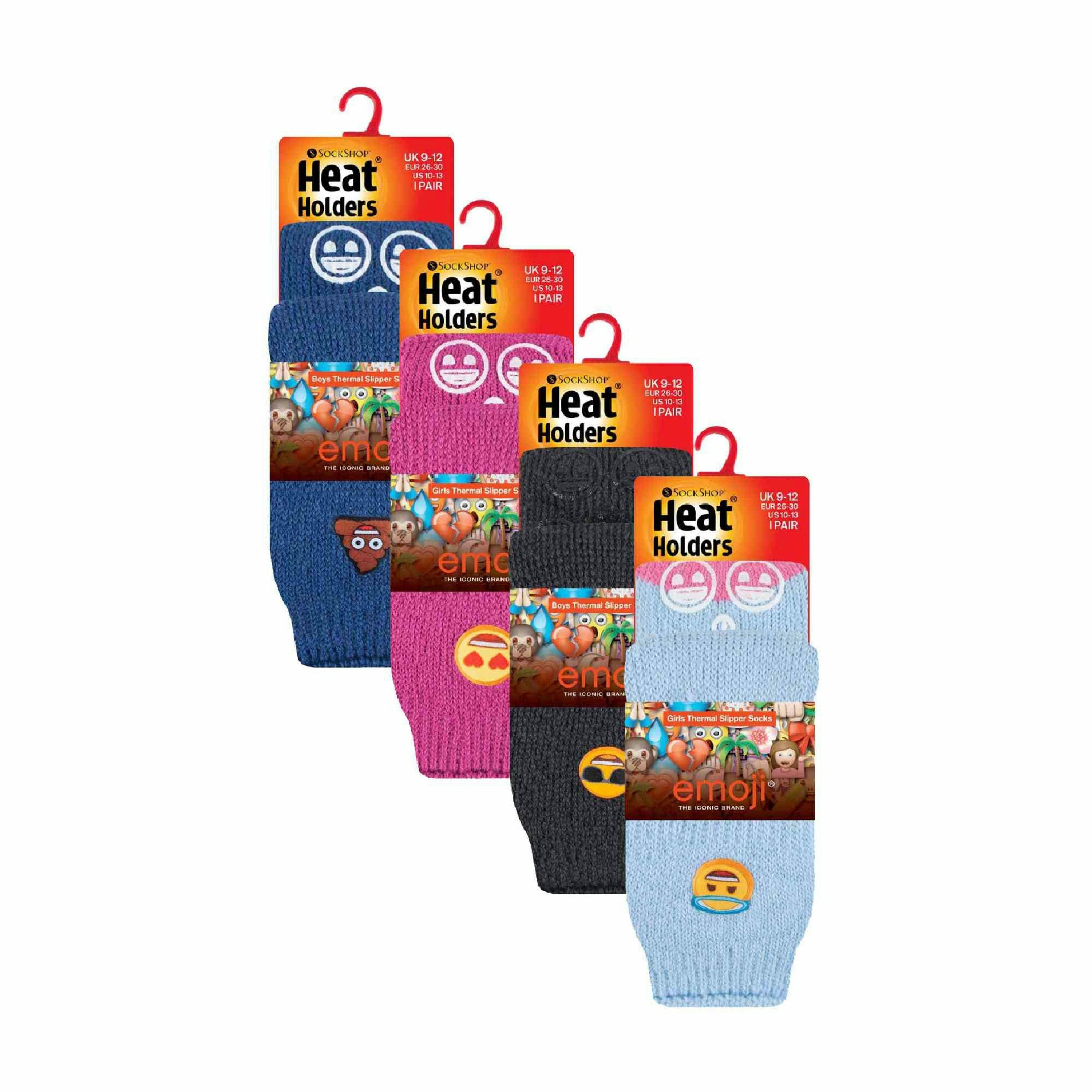4 Pairs of Kids' Novelty Emoji Thermal Slipper Socks for Cosy Comfort , view 2 of 4