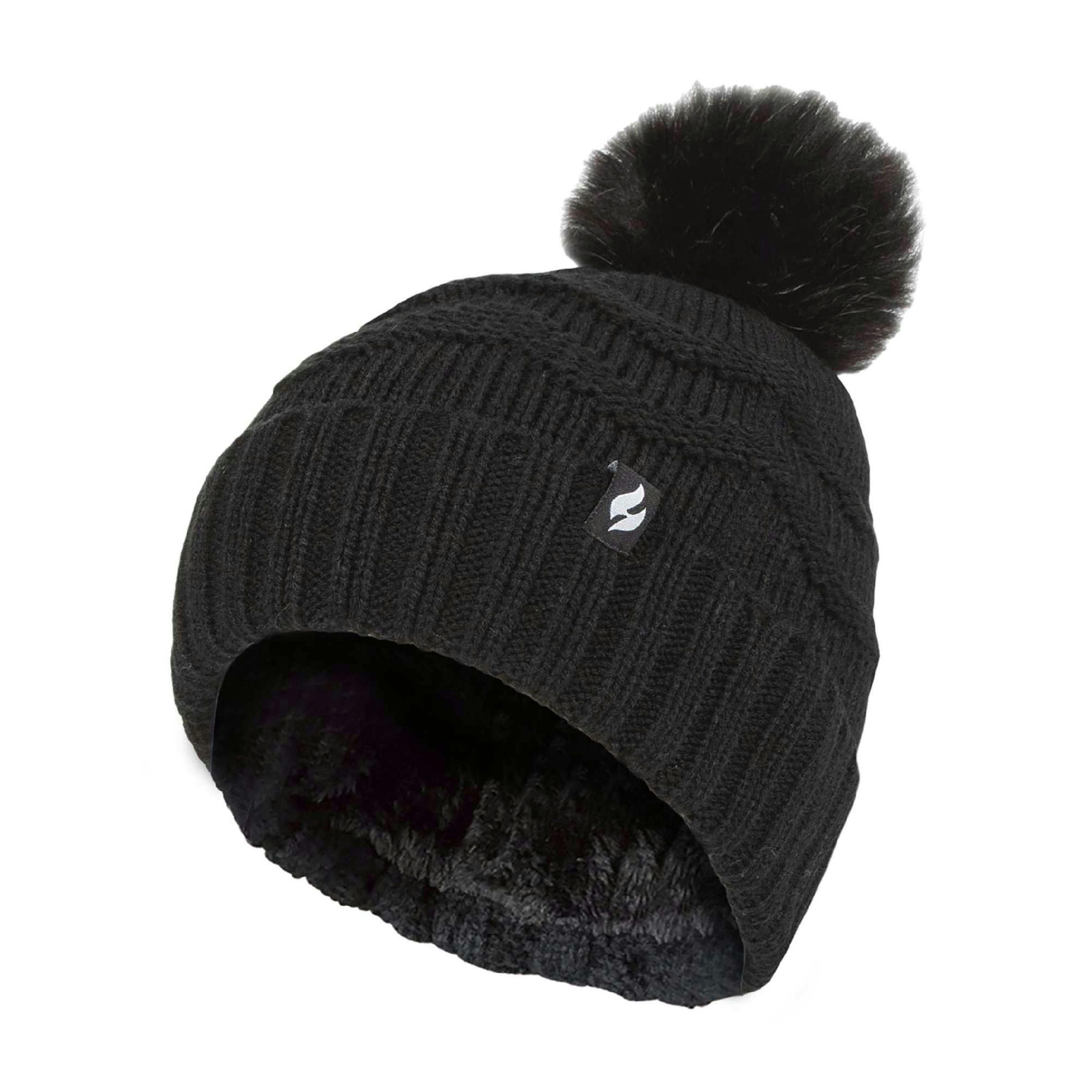Ladies Zig Zag Turnover Thermal Pom Pom Hat for Winter , view 1 of 5