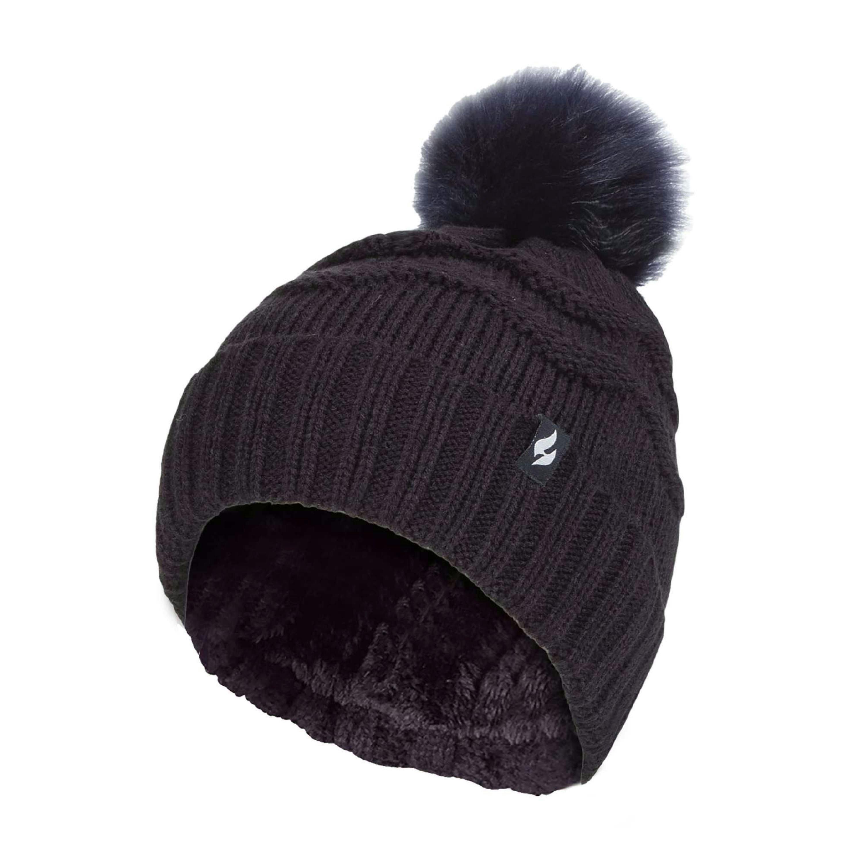 Ladies Zig Zag Turnover Thermal Pom Pom Hat for Winter , view 1 of 5
