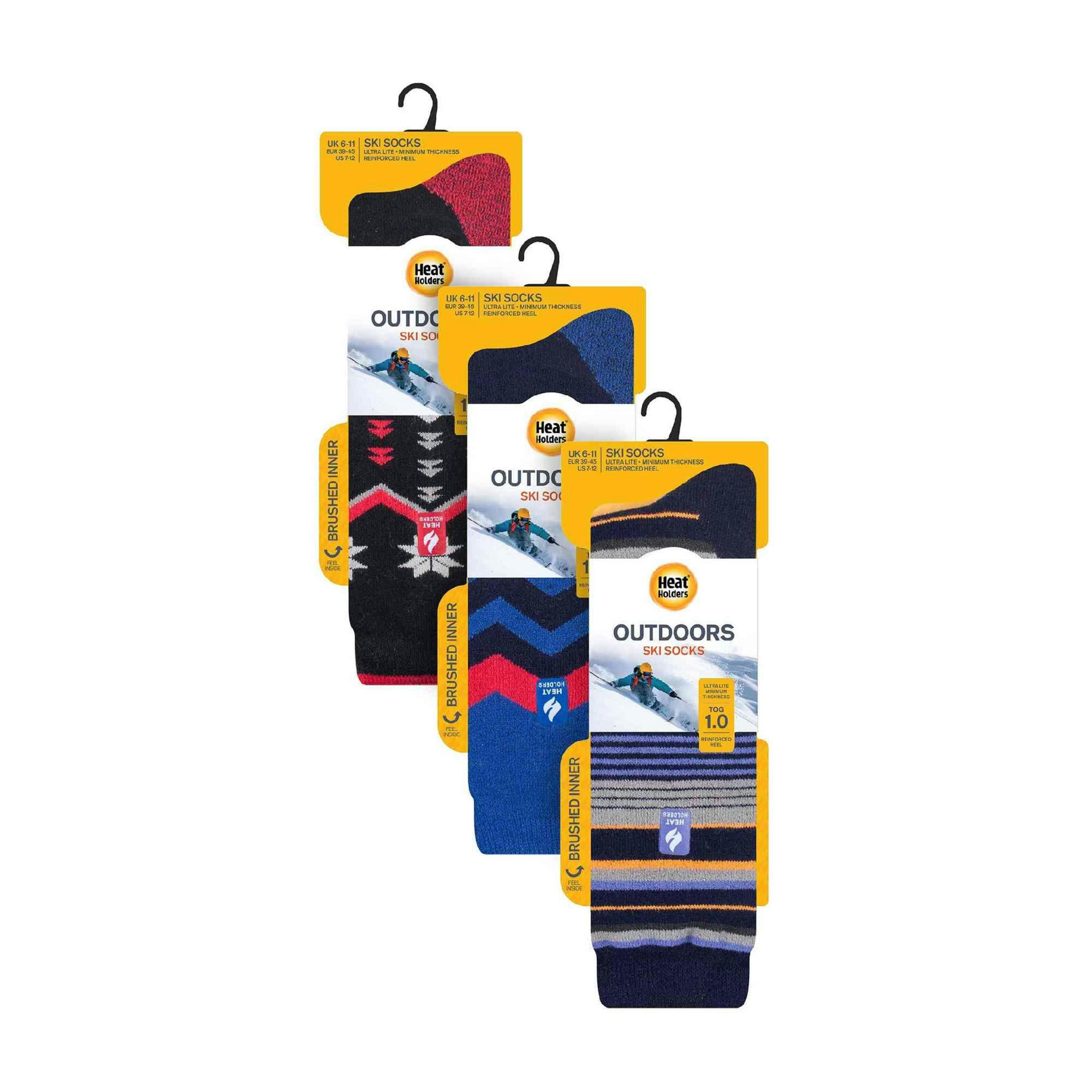 3 Pair Multipack Ultra Lightweight Mens Thermal Ski Socks , view 2 of 5