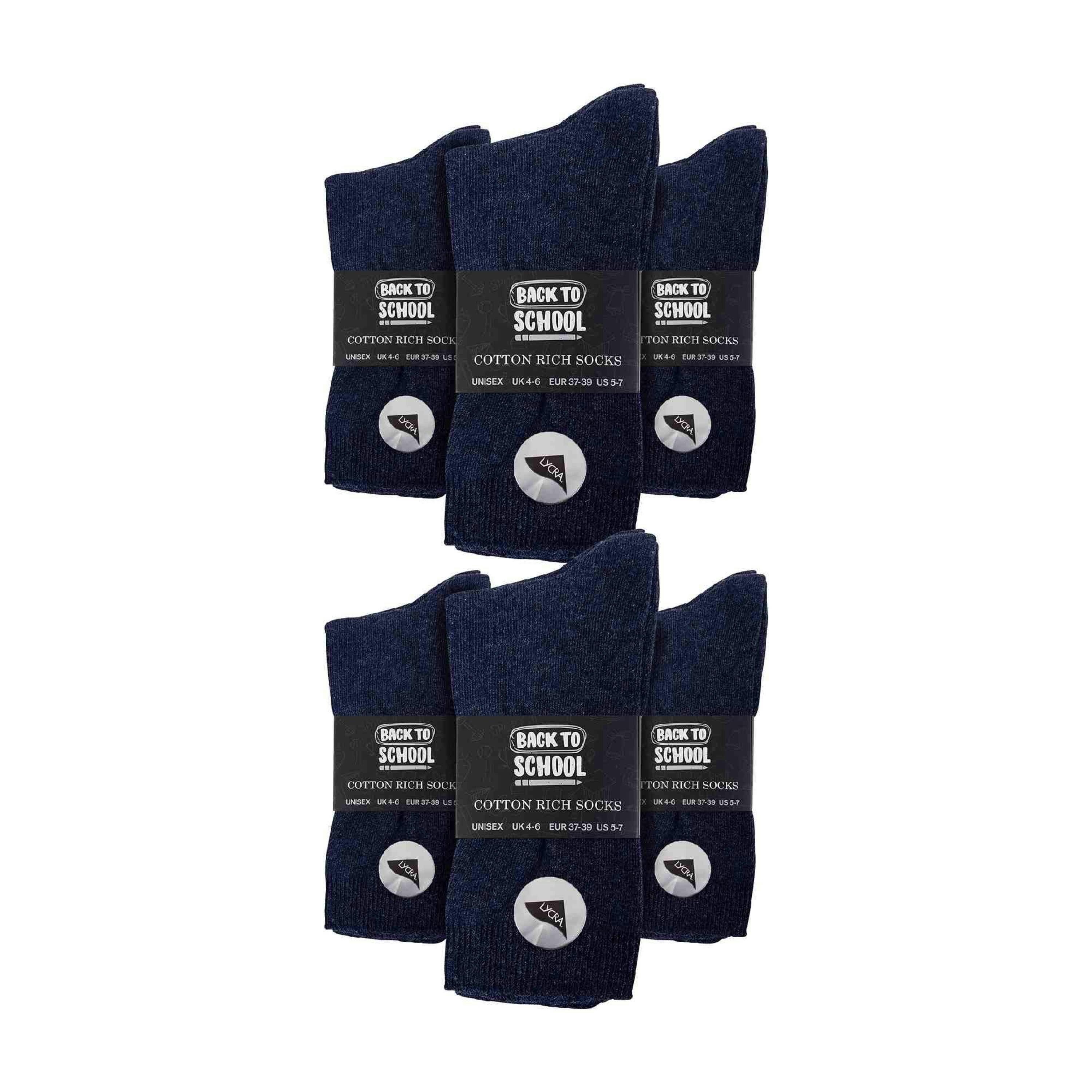 12 Pair Plain Kids School Soft Breathable Cotton Rich Socks , view 2 of 5