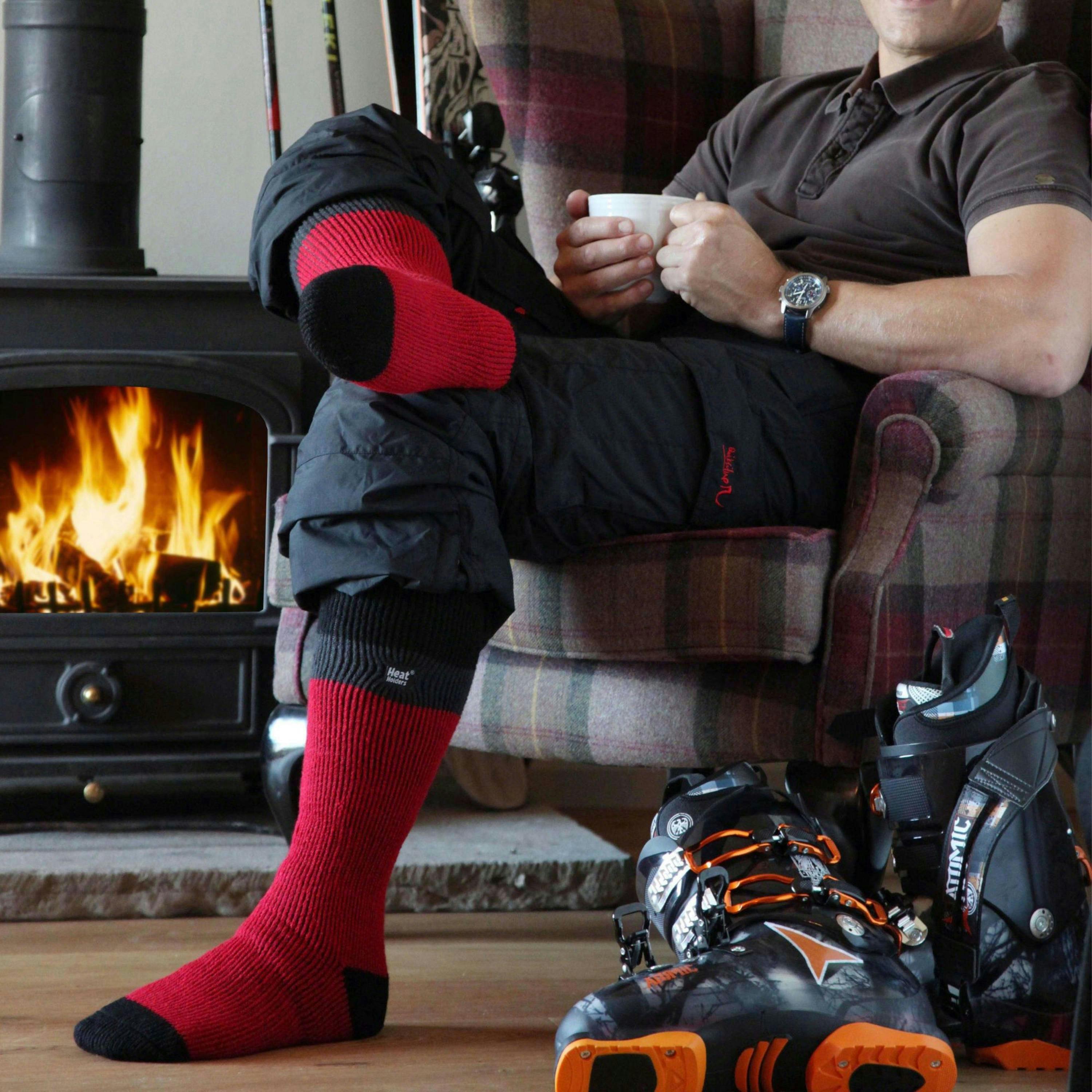 3 Pack Men's Thermal Striped Ski Socks | Extra Long Winter Socks , view 3 of 4