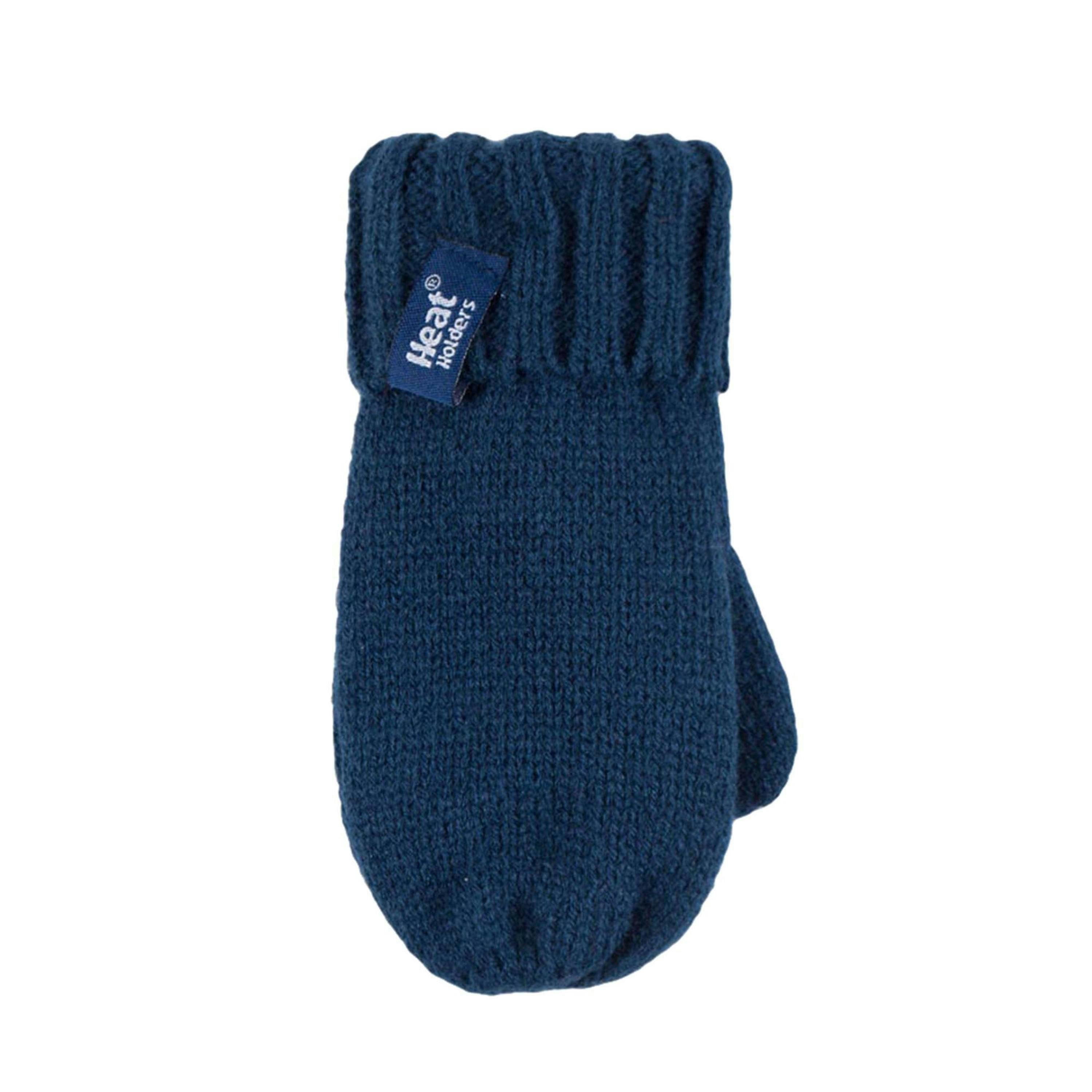 Kids Boys Winter Knitted Thermal Fleece Lined Cuffed Beanie Hat & Mittens Set , view 4 of 4