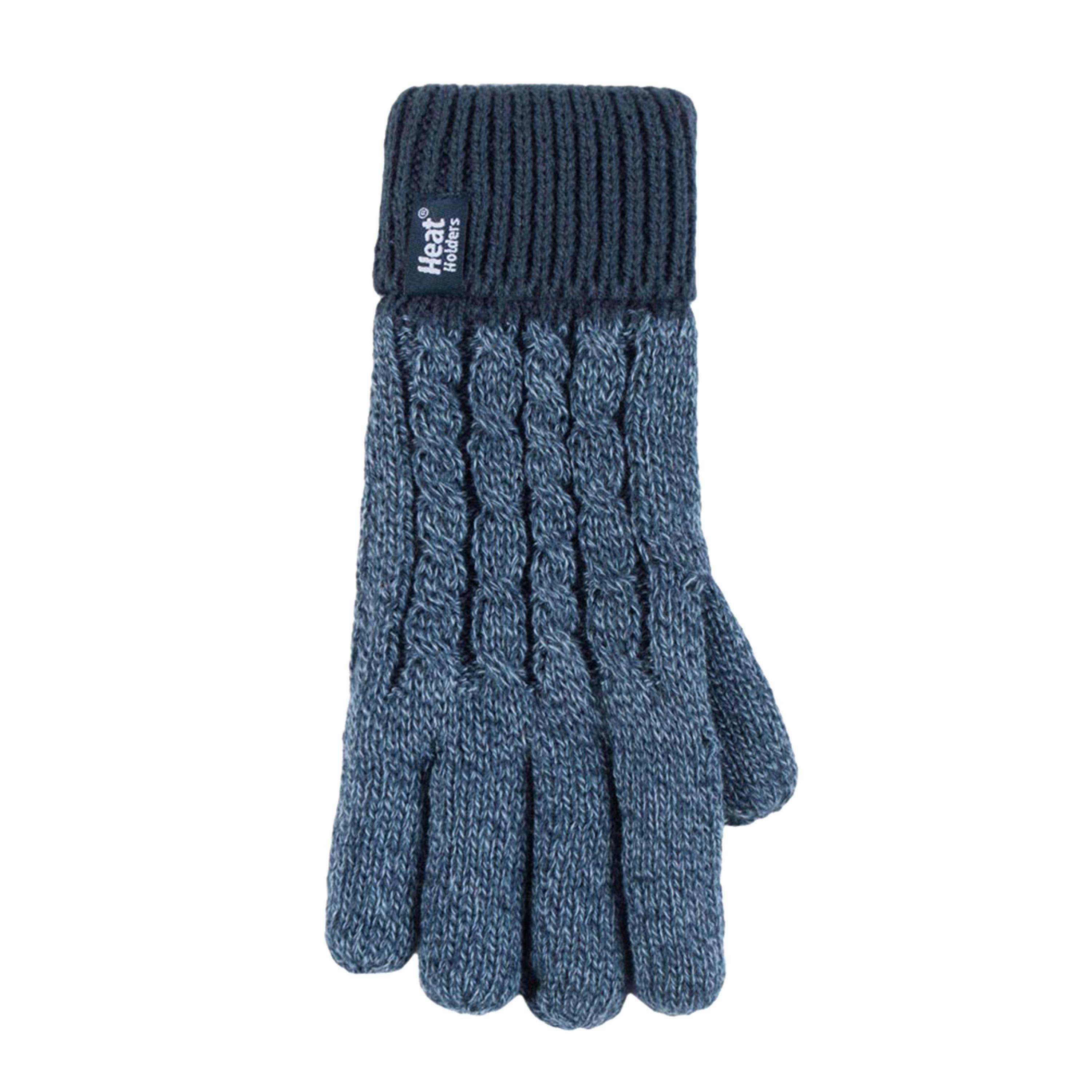 Boys Kids Cable Knit Warm Fleece Lined Thermal Winter Hat & Gloves Set , view 4 of 4