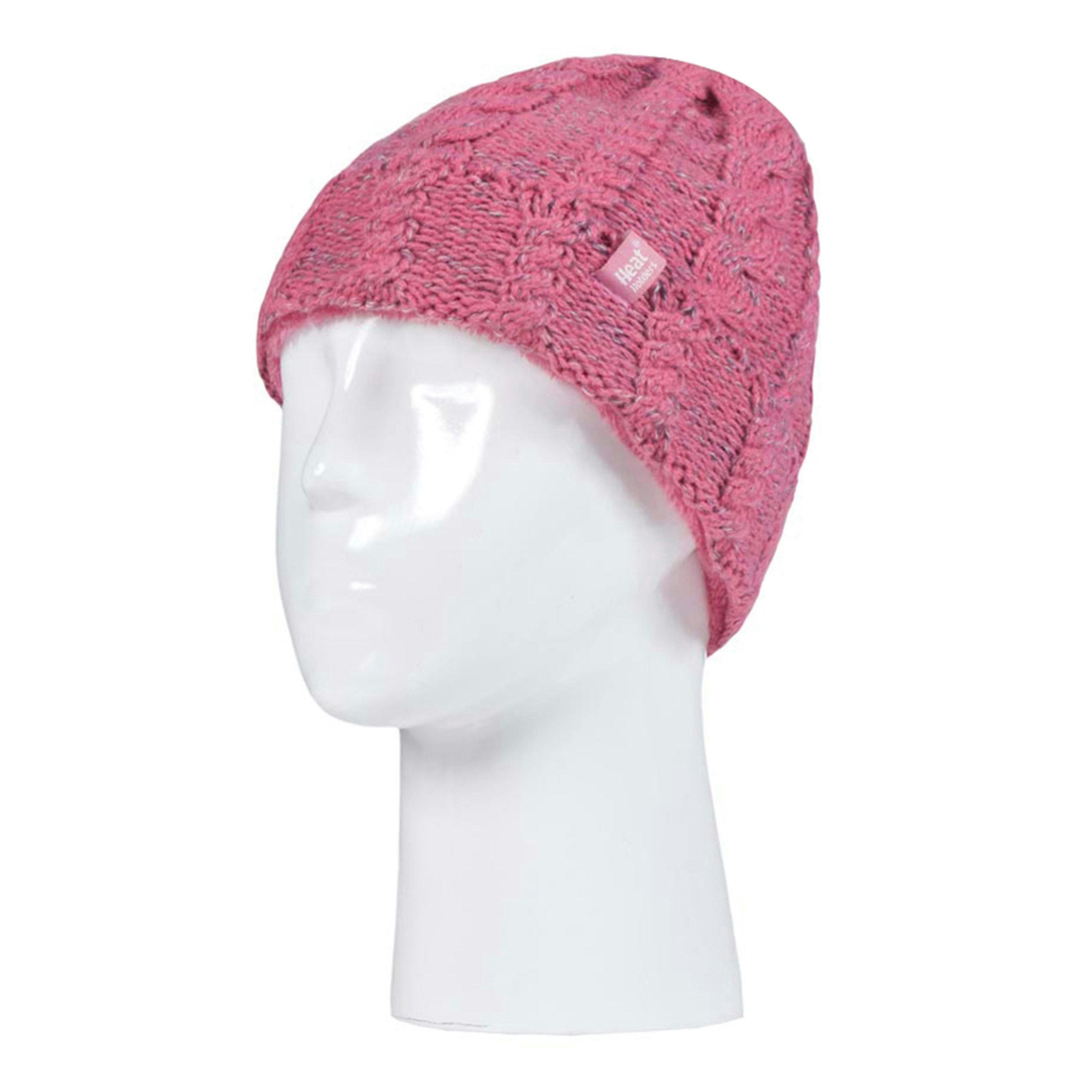 Kids Girls Cable Knitted Warm Fleece Lined Winter Hat & Gloves Set , view 4 of 5