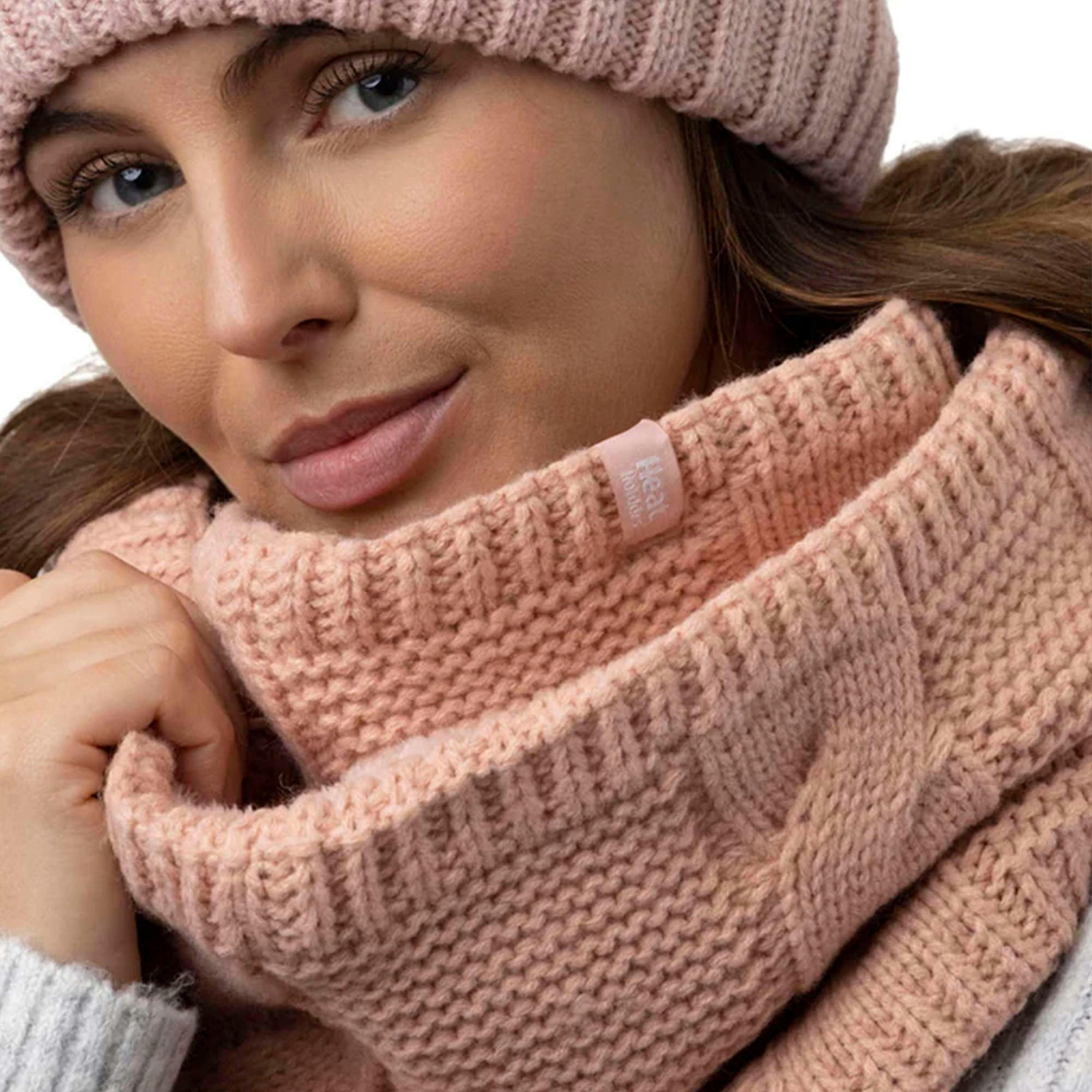 Ladies Winter Fleece Lined Cable Knit Thermal Snood Infinity Scarf , view 3 of 5
