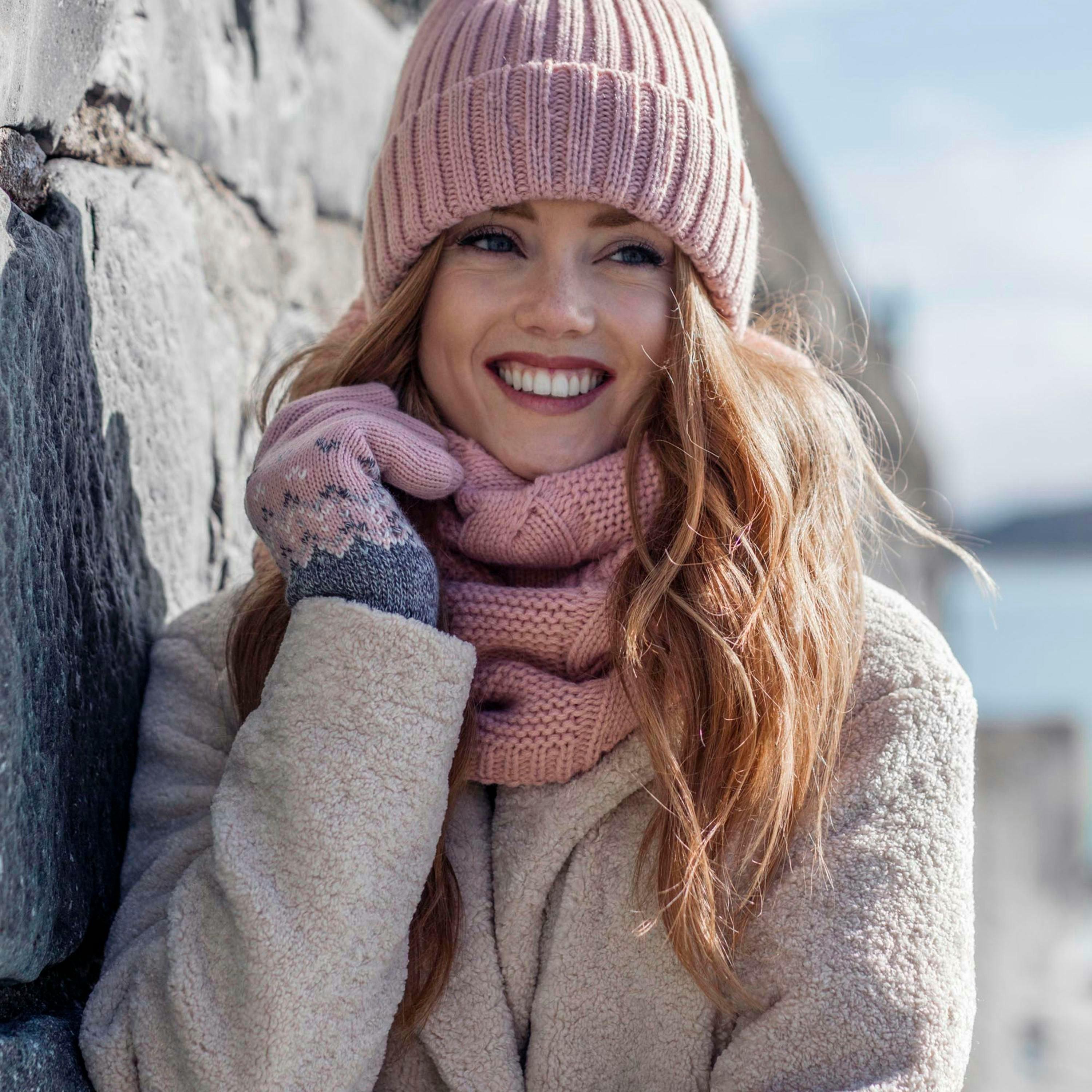 Ladies Winter Fleece Lined Cable Knit Thermal Snood Infinity Scarf , view 4 of 5