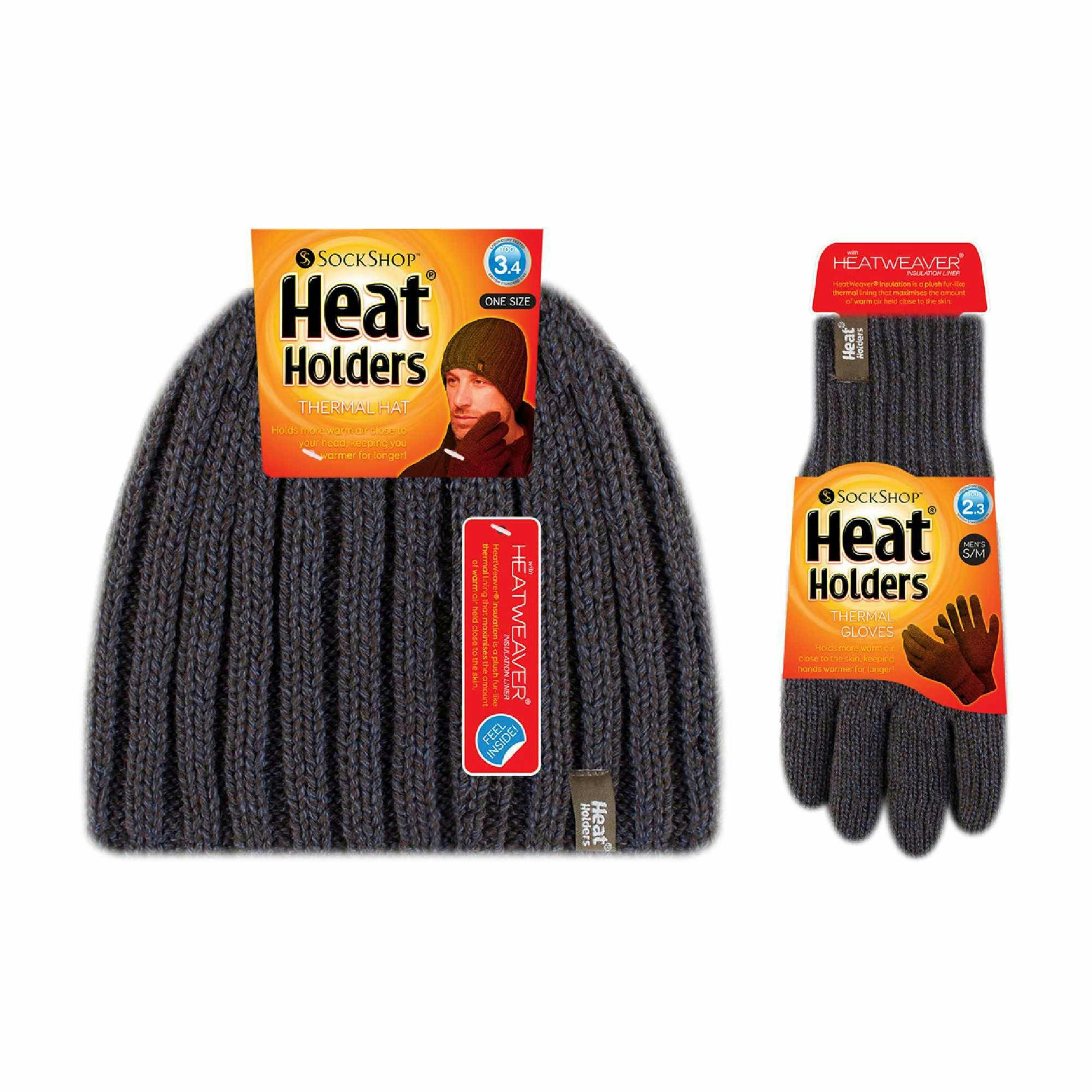 Mens Fleece Lined Thermal Hat & Glove Set for Winter , view 2 of 5