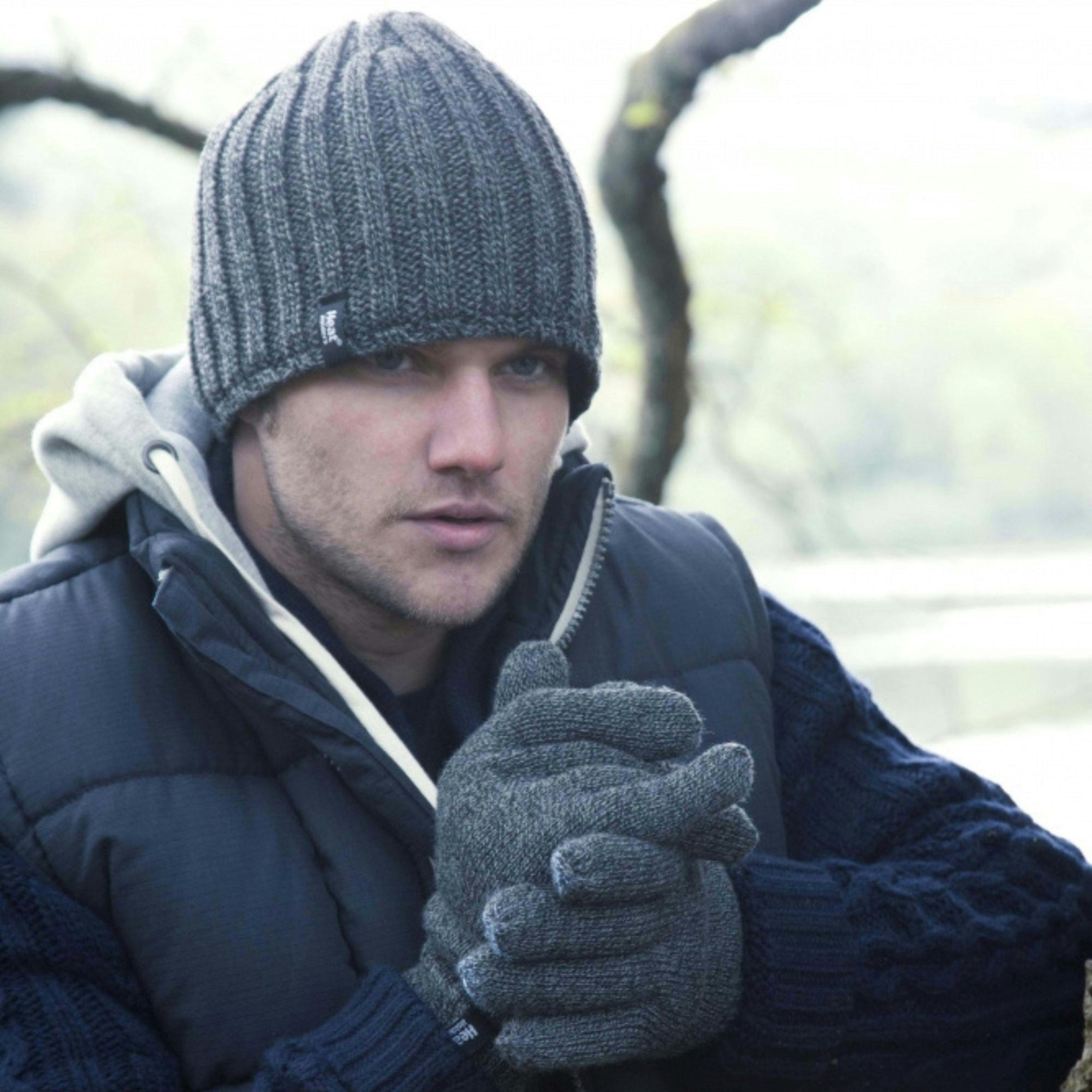 Mens Fleece Lined Thermal Hat & Glove Set for Winter , view 3 of 5