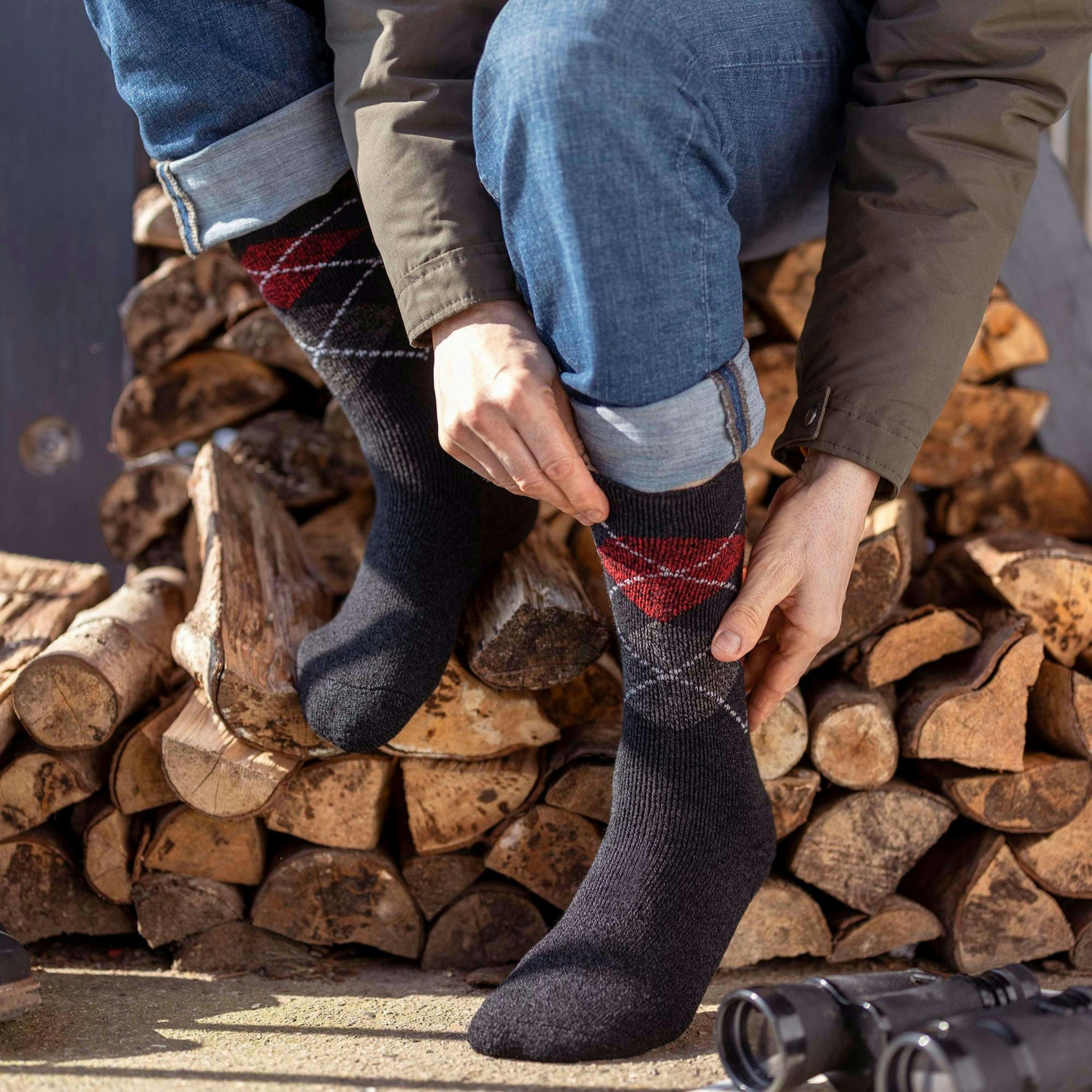 3 Pairs Mens Thin Lightweight Thermal Dress Socks for Winter , view 3 of 5
