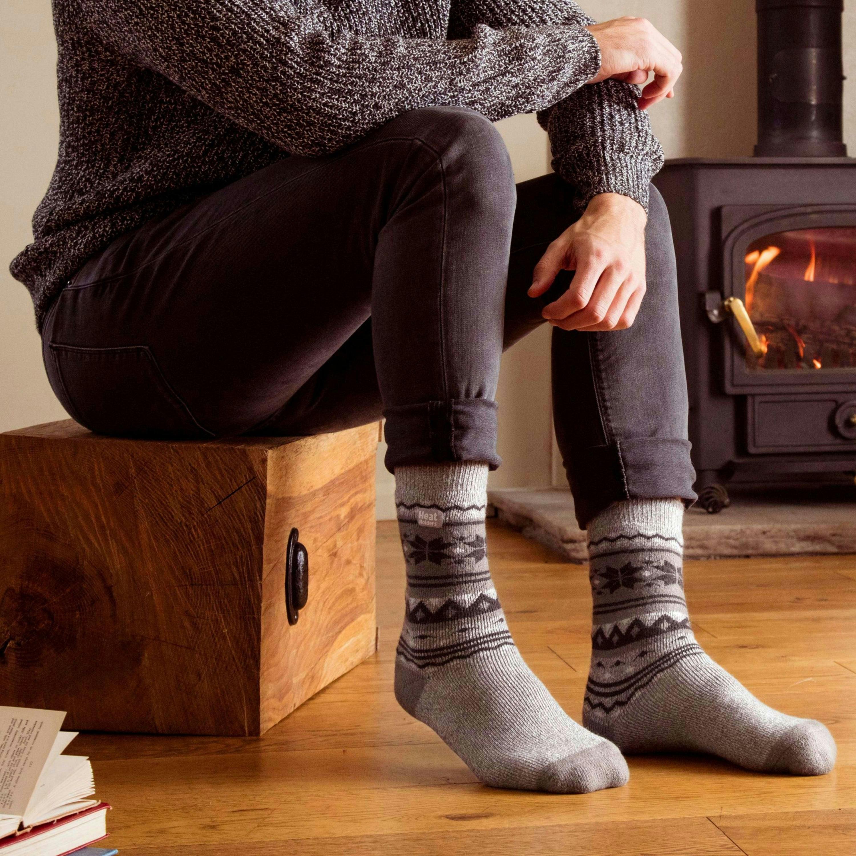 3 Pairs Mens Thin Lightweight Thermal Dress Socks for Winter , view 4 of 5