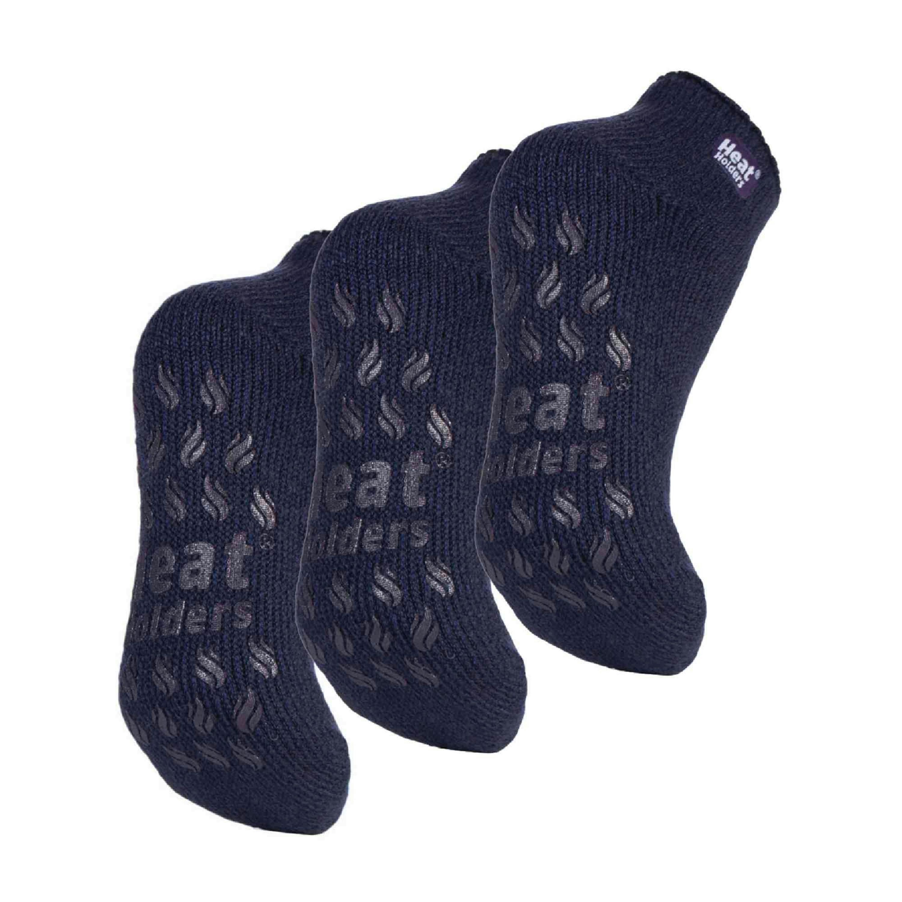 3 Pair Ladies Ankle Slipper Socks | Fleece Low Cut Fluffy Socks with Grippers , view 1 of 5