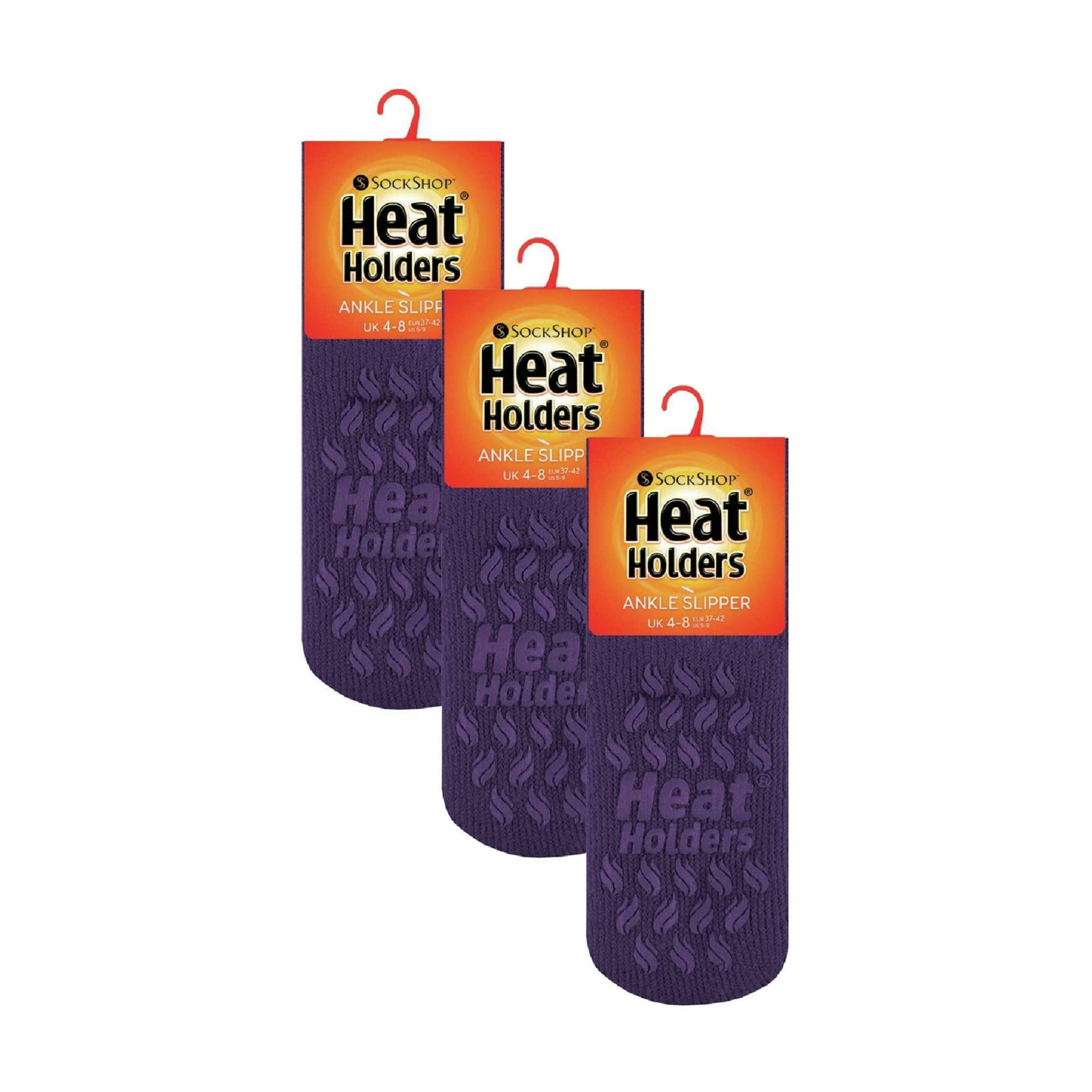 3 Pair Ladies Ankle Slipper Socks | Fleece Low Cut Fluffy Socks with Grippers , view 2 of 5