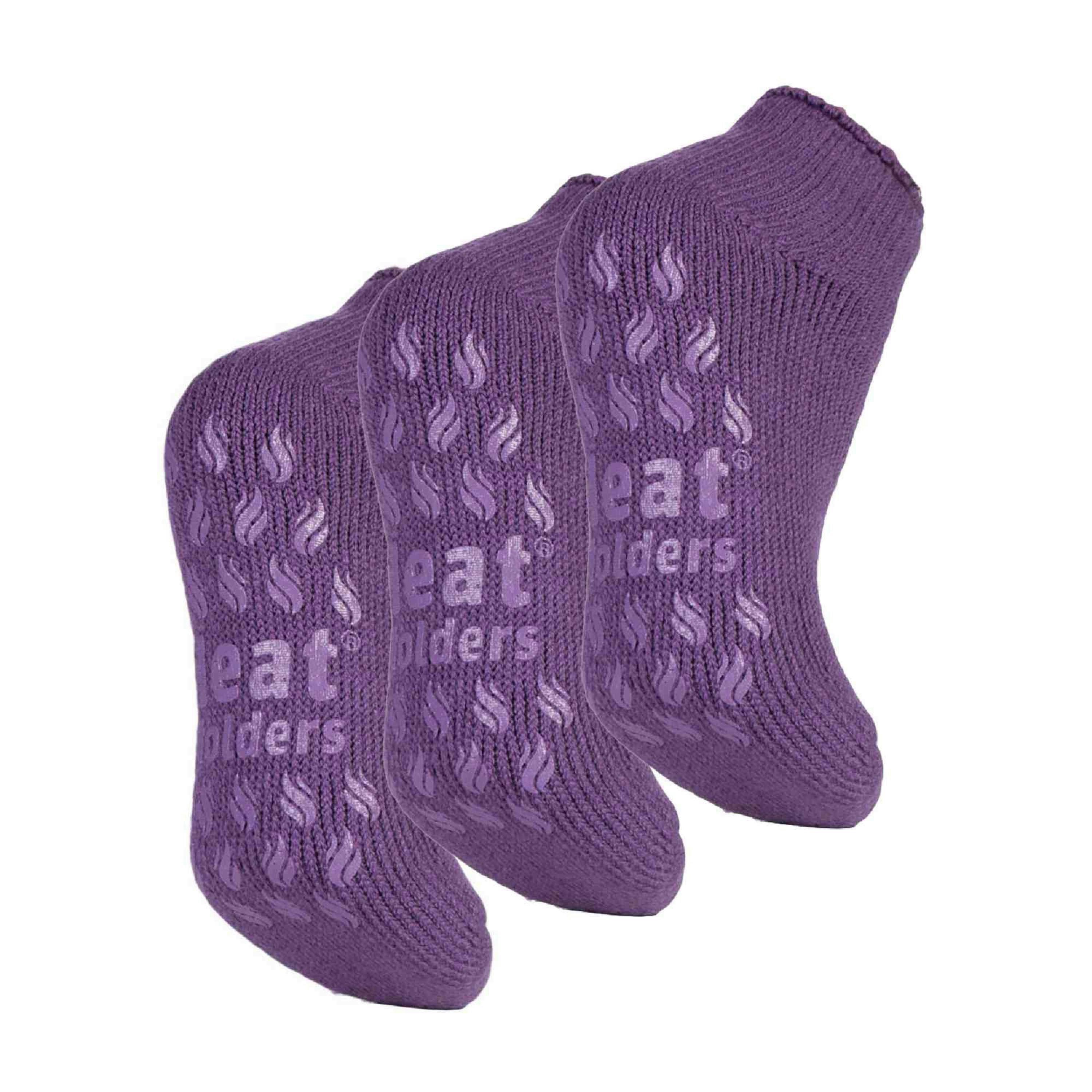 3 Pair Ladies Ankle Slipper Socks | Fleece Low Cut Fluffy Socks with Grippers , view 1 of 5