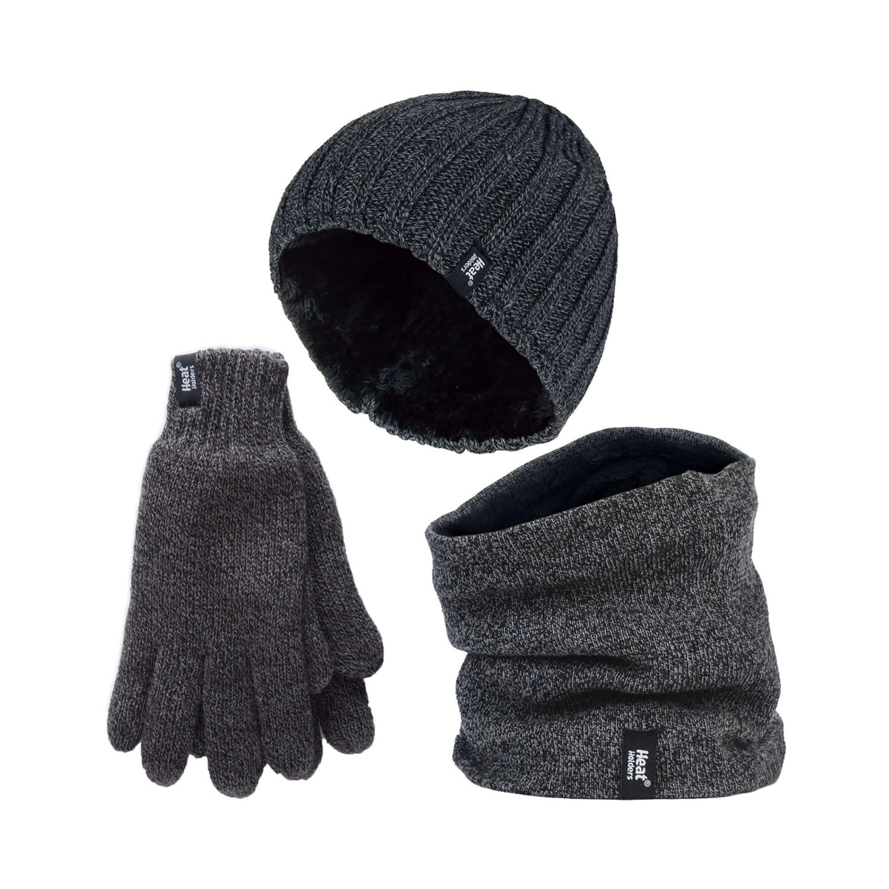 Mens 3 Pack Thermal Set Beanie Hat Neckwarmer and Gloves Set , view 1 of 5