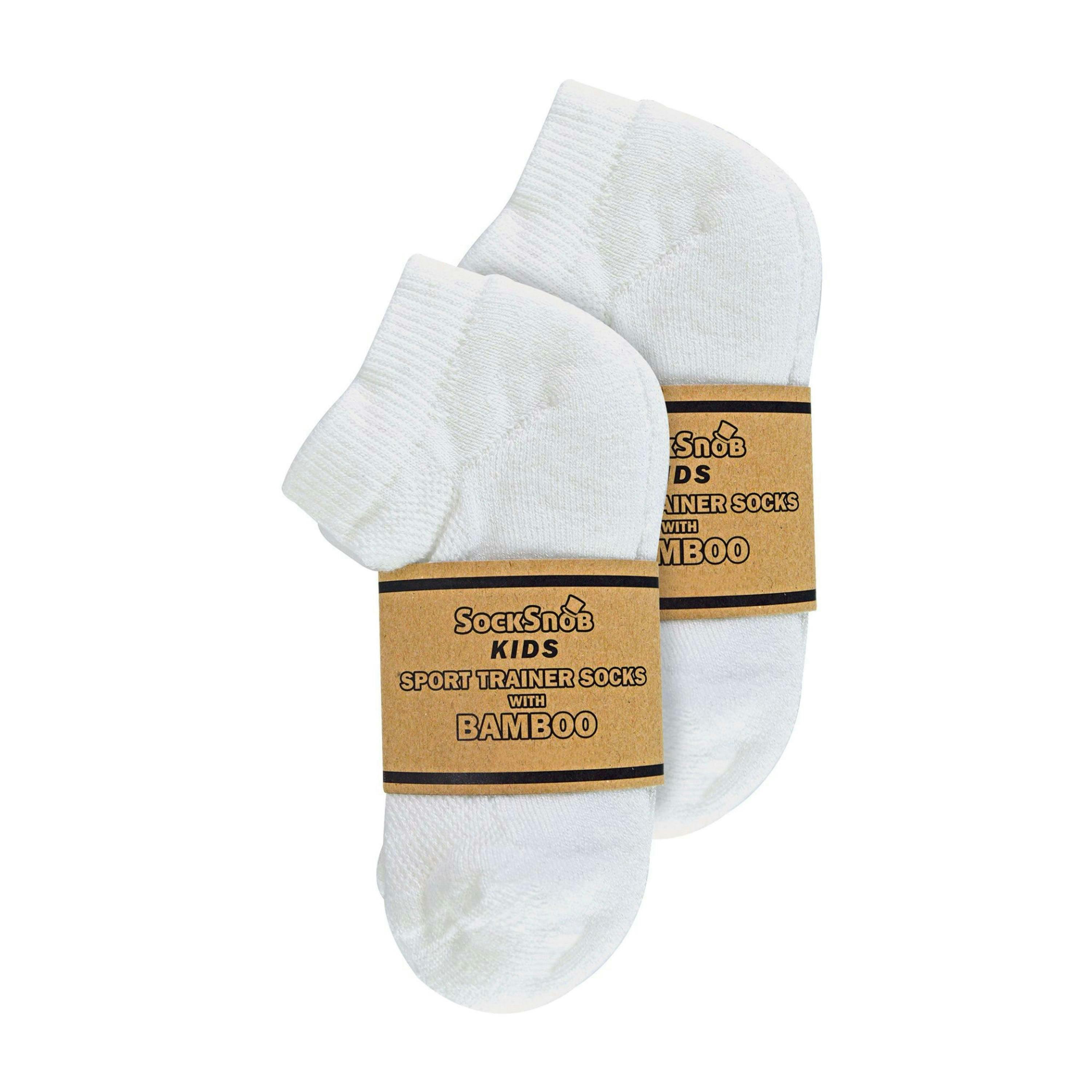 6 Pack Kids White Socks | Sock Snob | Bamboo Trainer Socks for Boys and Girls , view 2 of 3