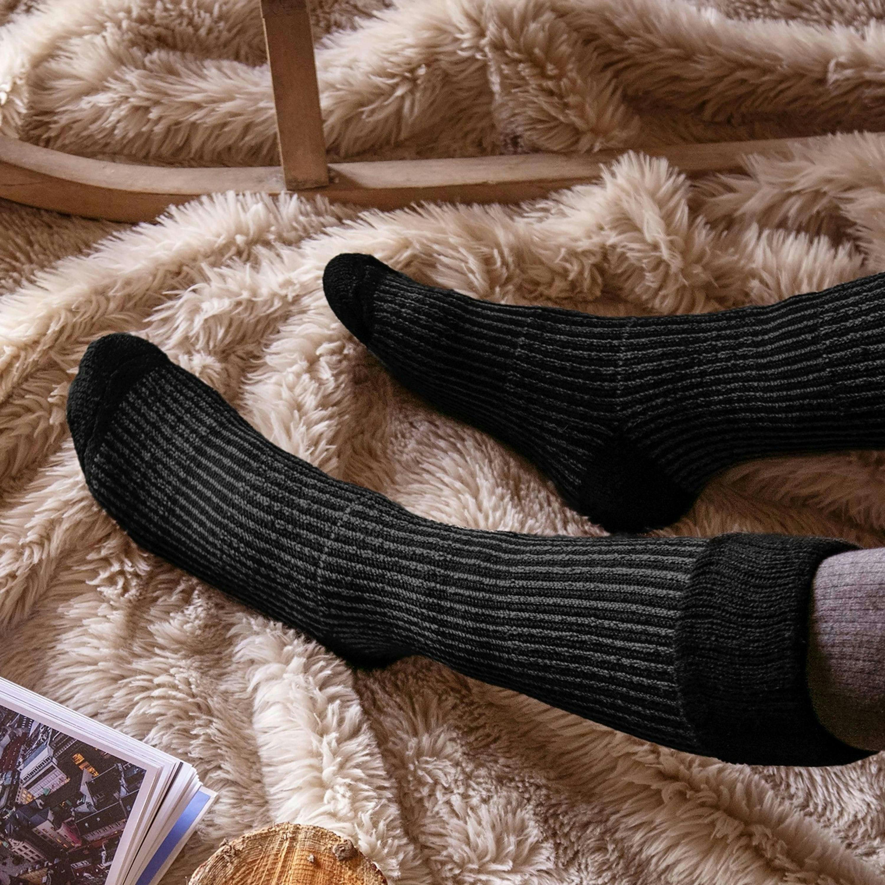 Mens Thick Winter Warm Knee High Ribbed Thermal Boot Socks , view 4 of 5