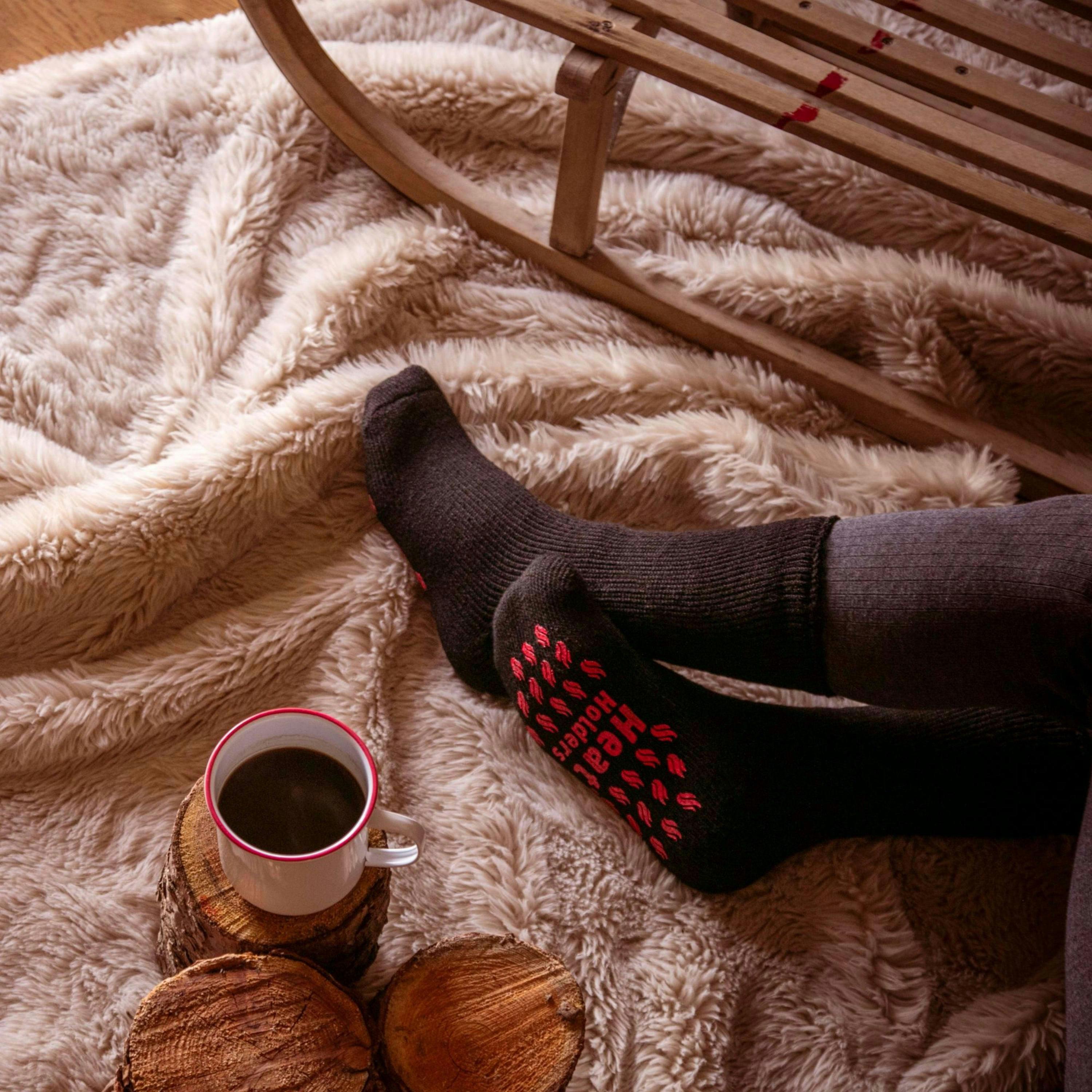 Mens Winter Non Slip Thermal Slipper Socks with Grips , view 3 of 5