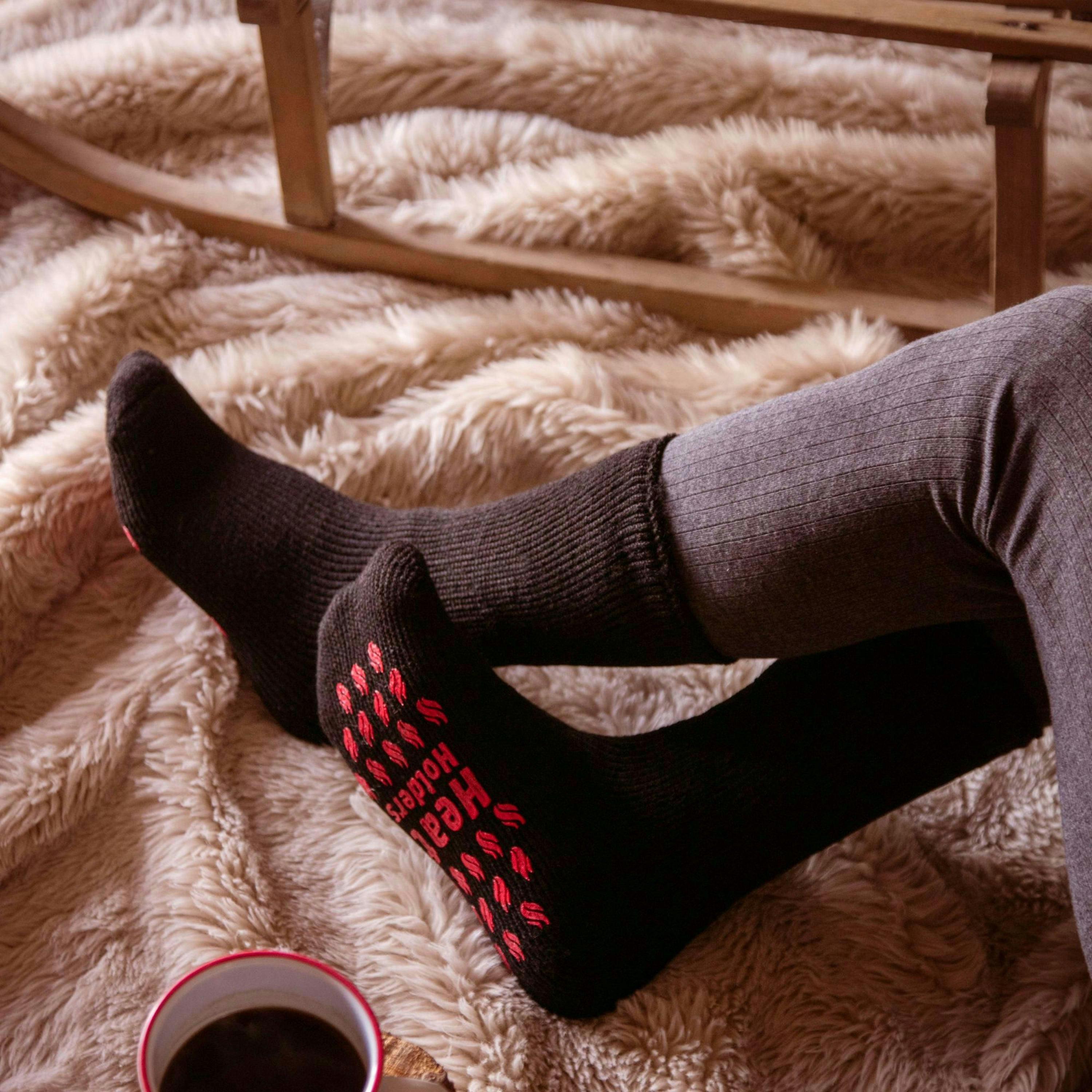 Mens Winter Non Slip Thermal Slipper Socks with Grips , view 4 of 5