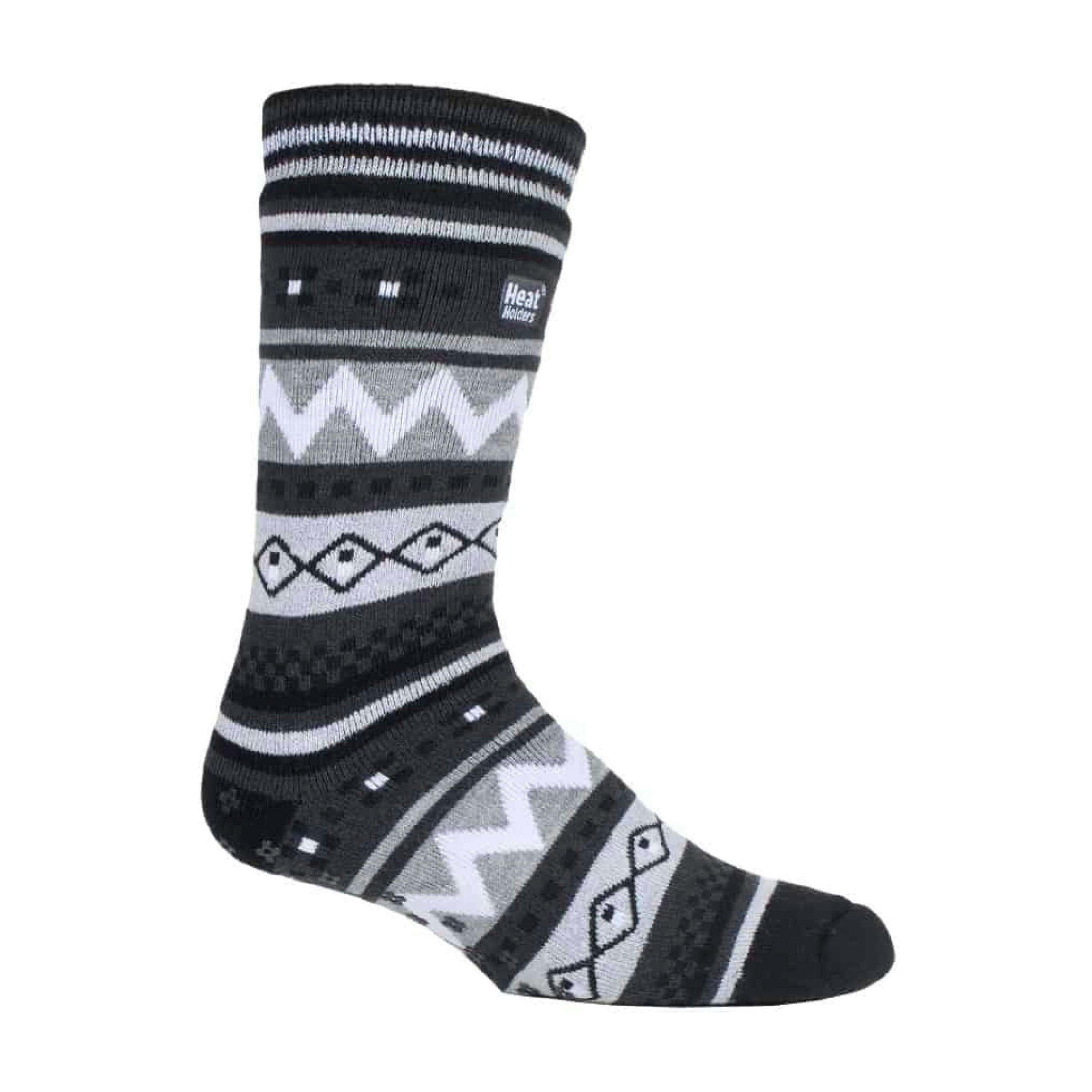 Mens Nordic Patterned Non Slip Thermal Slipper Socks with Grips , view 1 of 5