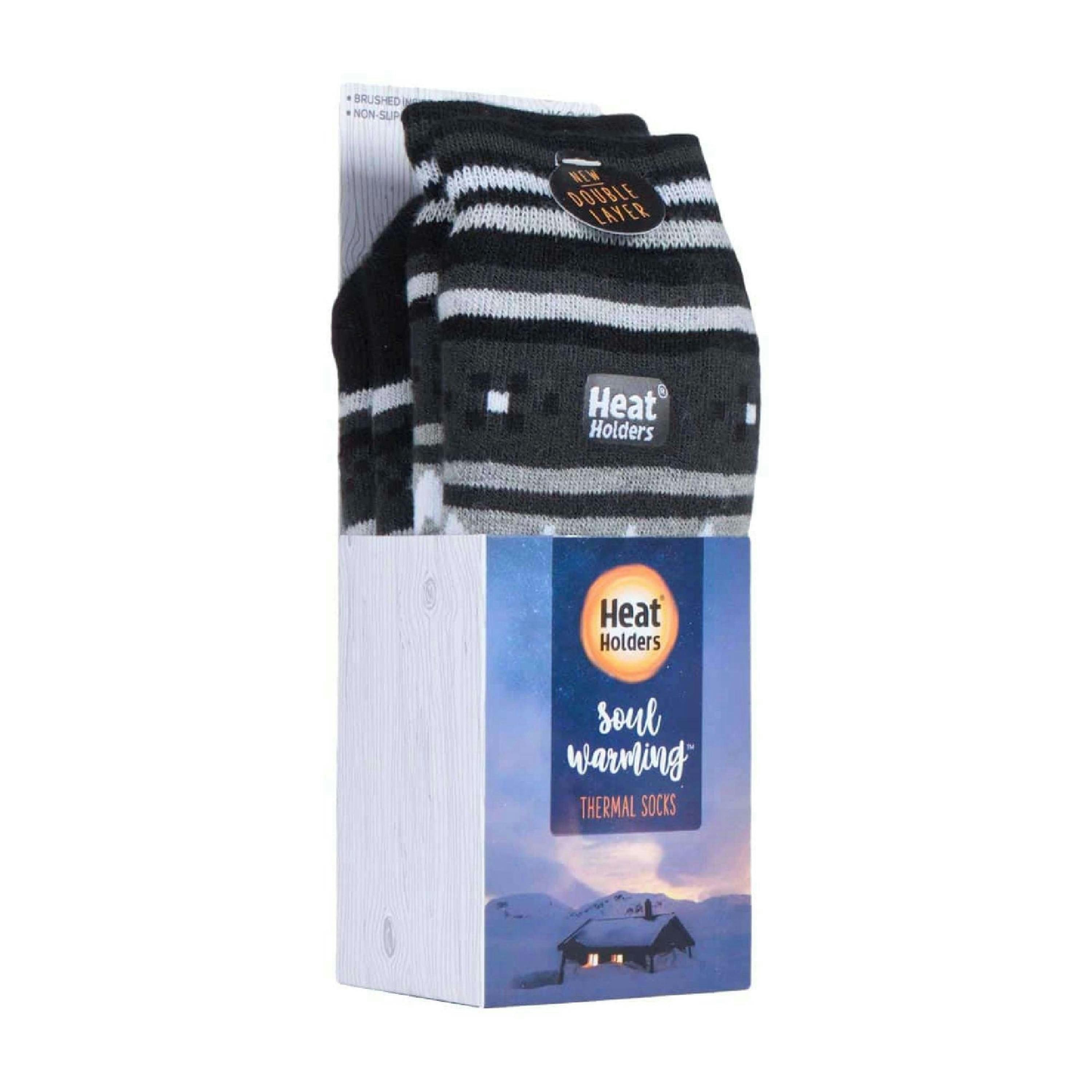 Mens Nordic Patterned Non Slip Thermal Slipper Socks with Grips , view 2 of 5