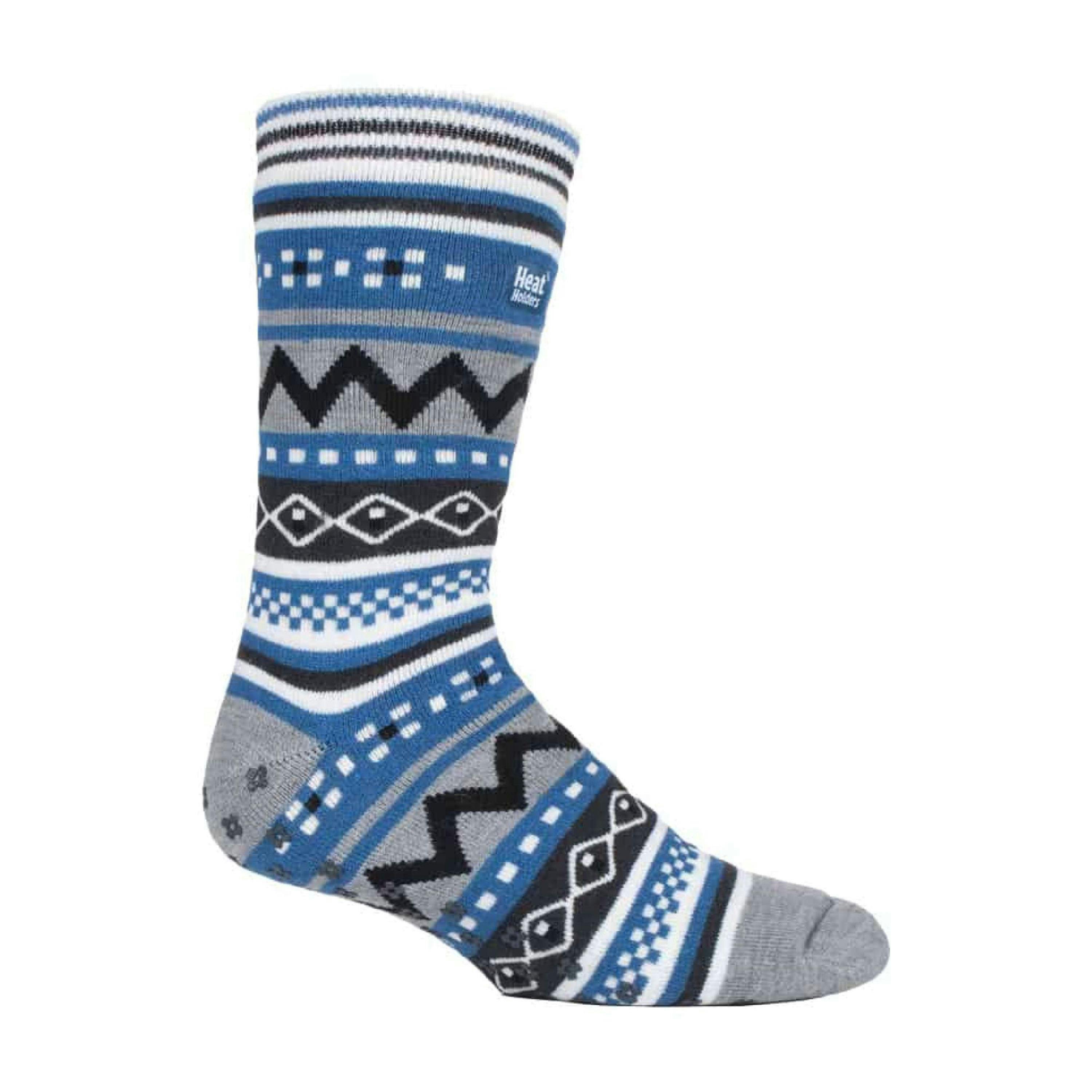 Mens Nordic Patterned Non Slip Thermal Slipper Socks with Grips , view 1 of 5