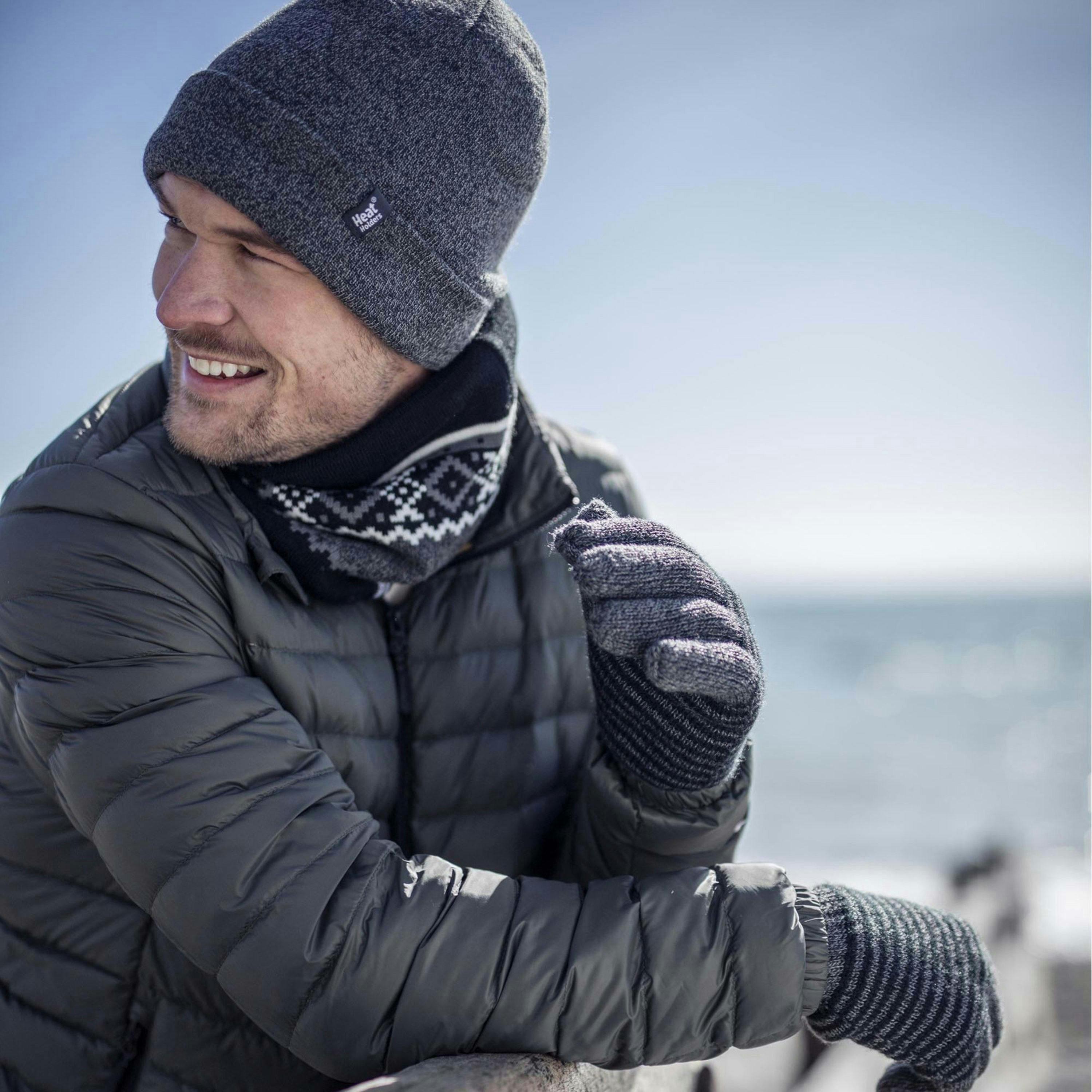 Mens 3.6 TOG Fleece Lined Thermal Turn Over Cuff Winter Beanie Hat , view 5 of 5