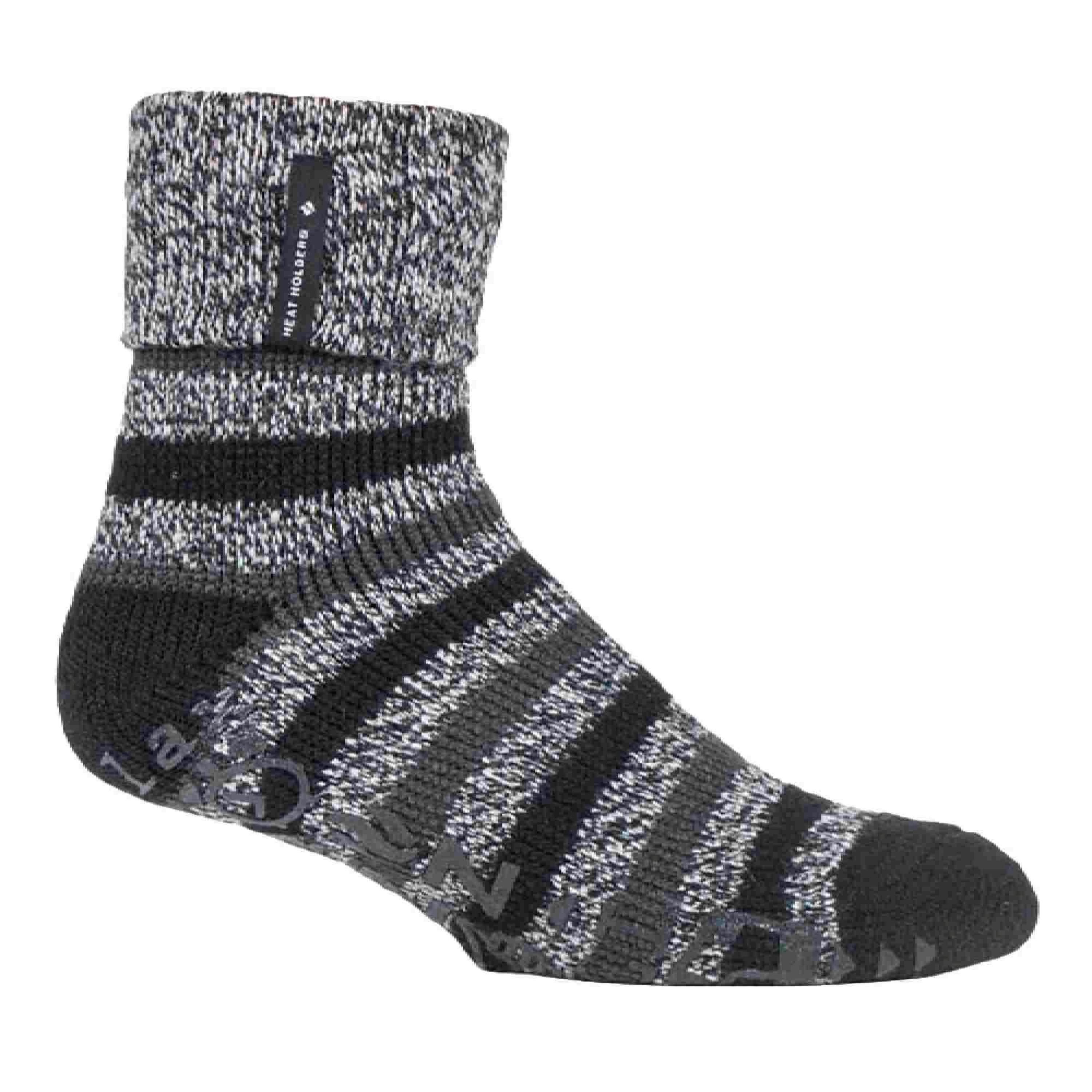 Mens Turnover Thermal Fleece Lined Bed Socks with Non Slip Grips , view 1 of 5
