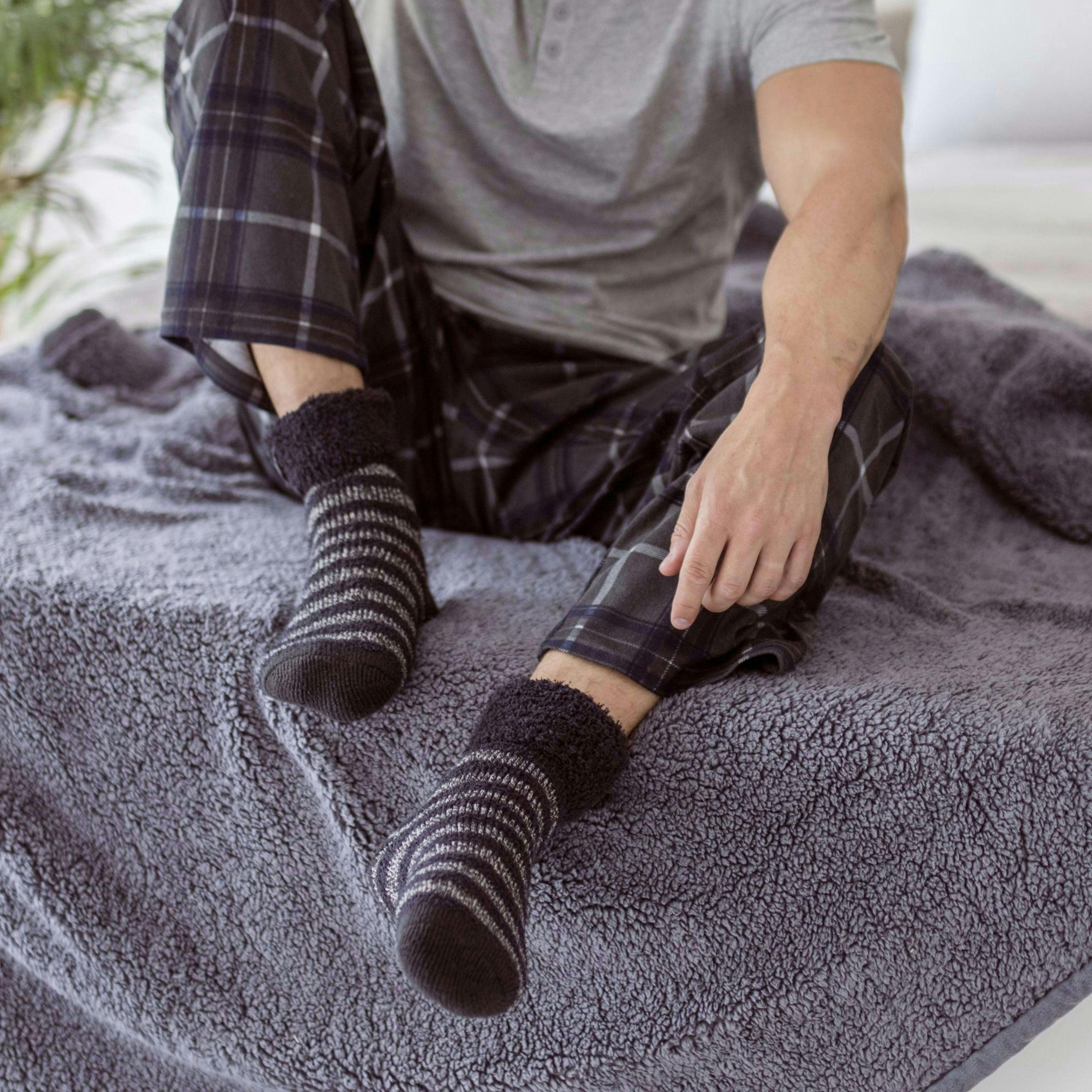 Mens Warm Luxury Fleece Lined Thermal Lounge Bed Socks , view 3 of 5