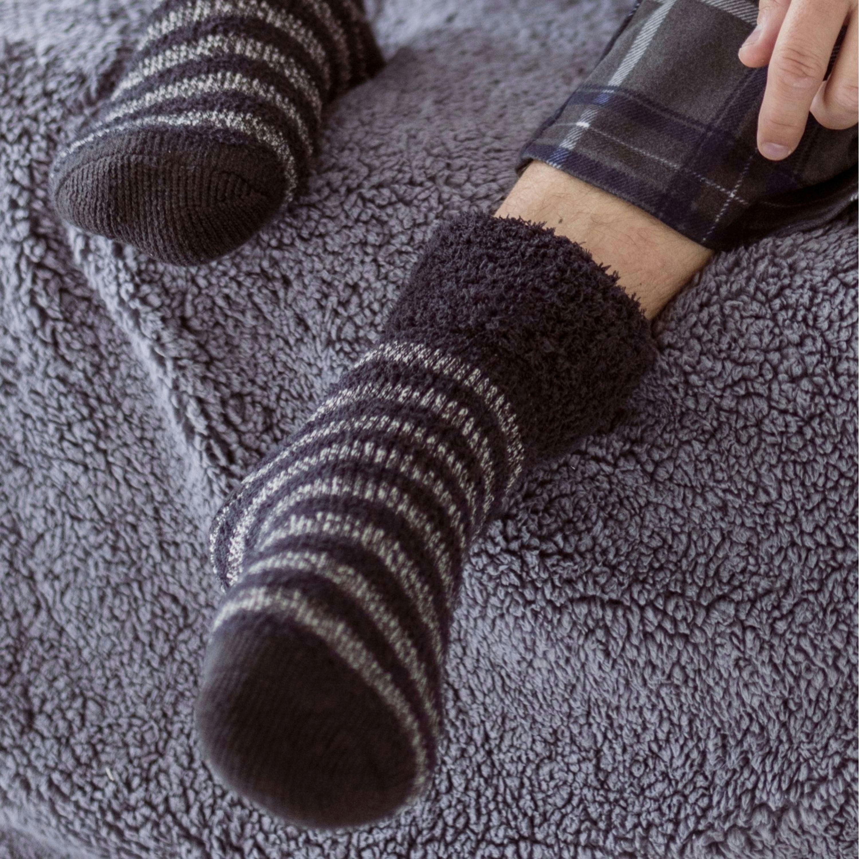 Mens Warm Luxury Fleece Lined Thermal Lounge Bed Socks , view 4 of 5
