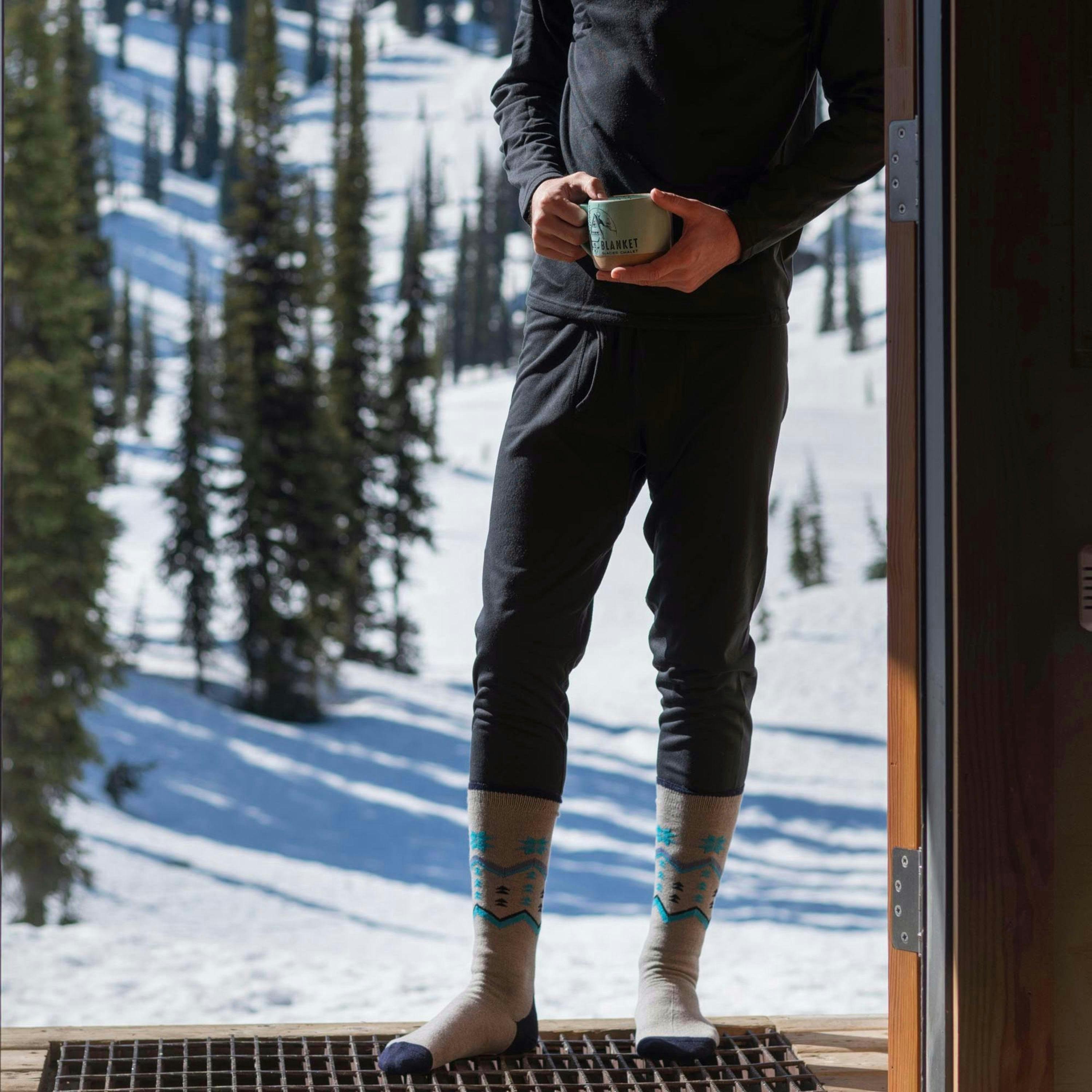 Mens Thin Warm Winter Knee High Lightweight Thermal Ski Socks , view 3 of 5
