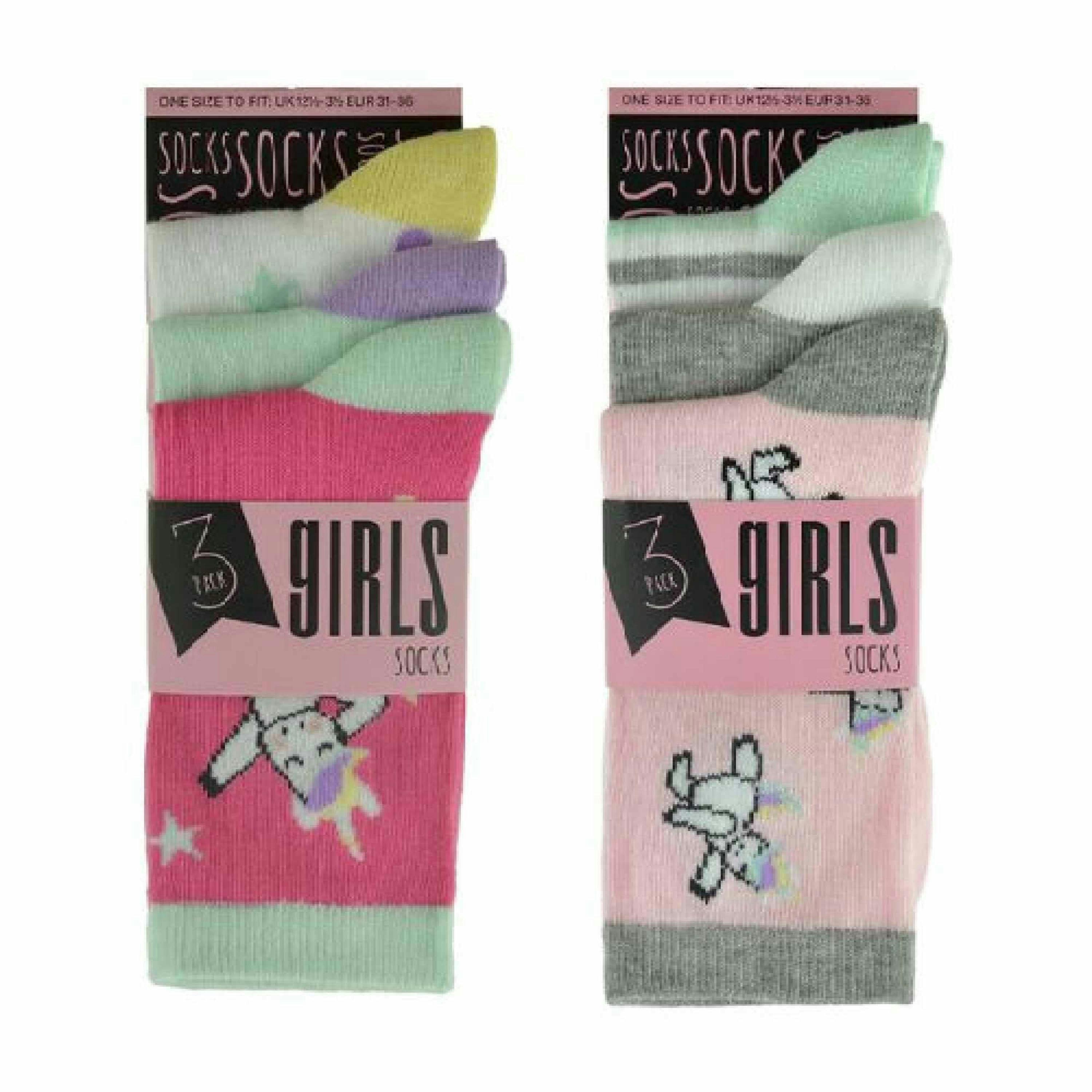 6 Pack Girls Pastel Novelty Unicorn Patterned Socks , view 2 of 5