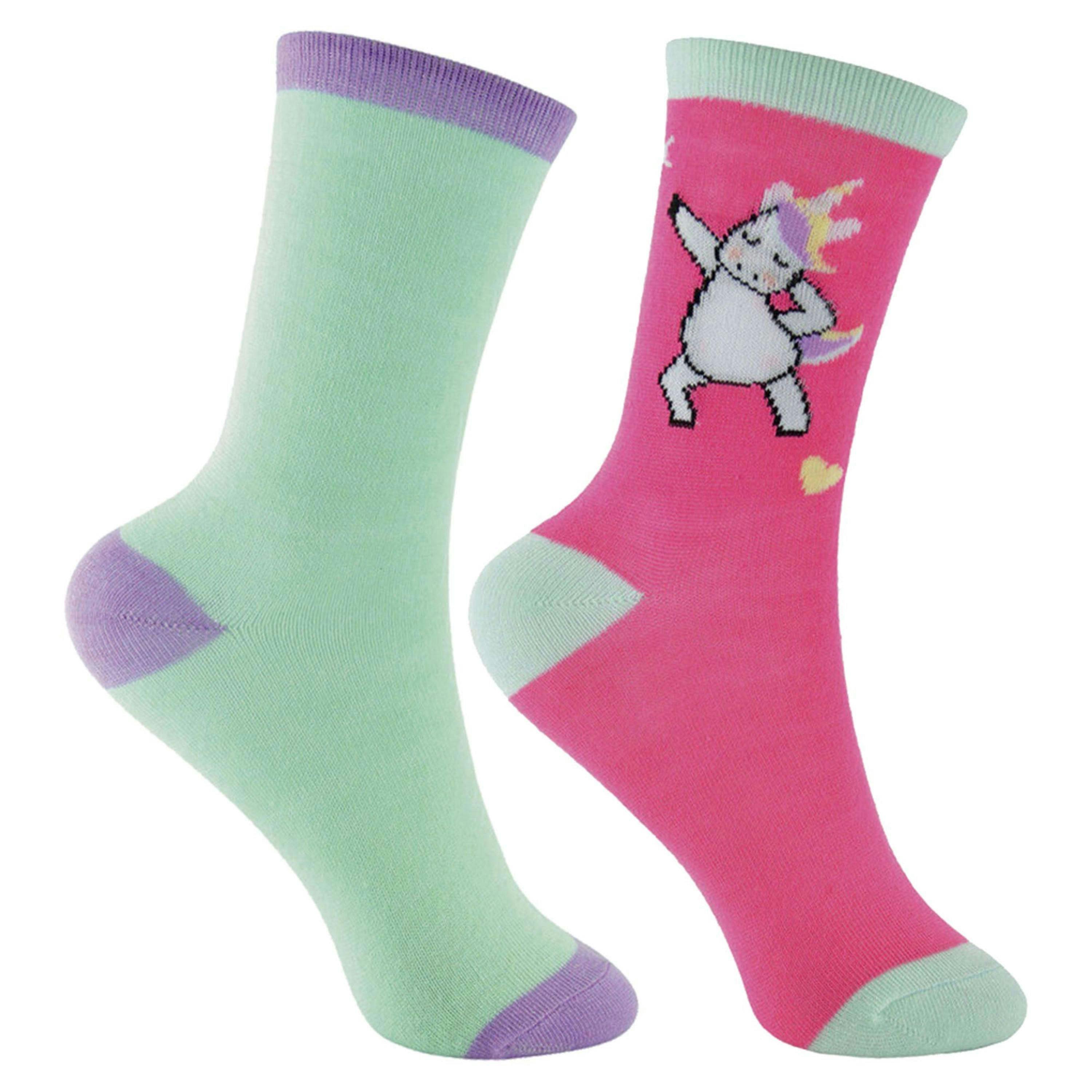 6 Pack Girls Pastel Novelty Unicorn Patterned Socks , view 3 of 5