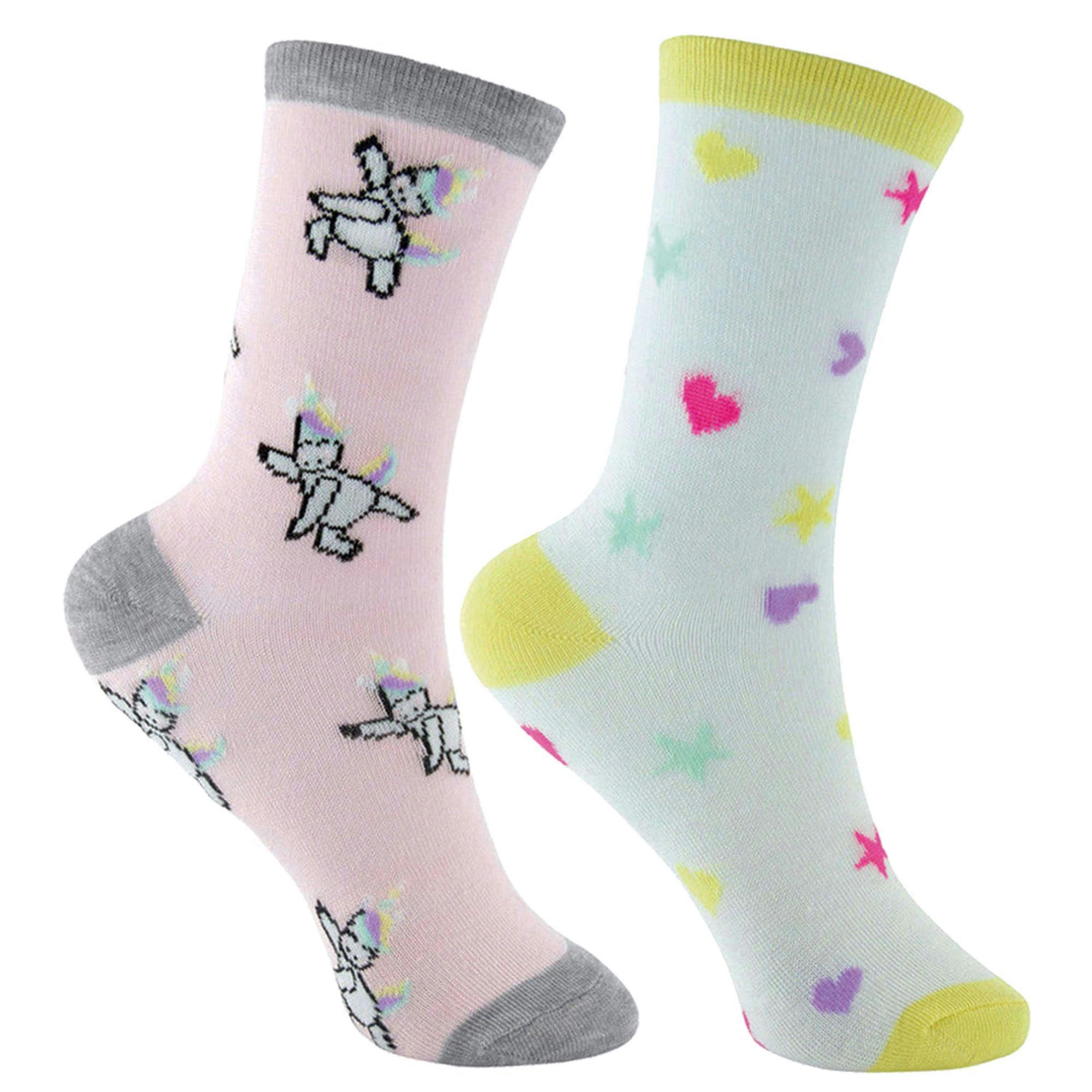 6 Pack Girls Pastel Novelty Unicorn Patterned Socks , view 4 of 5