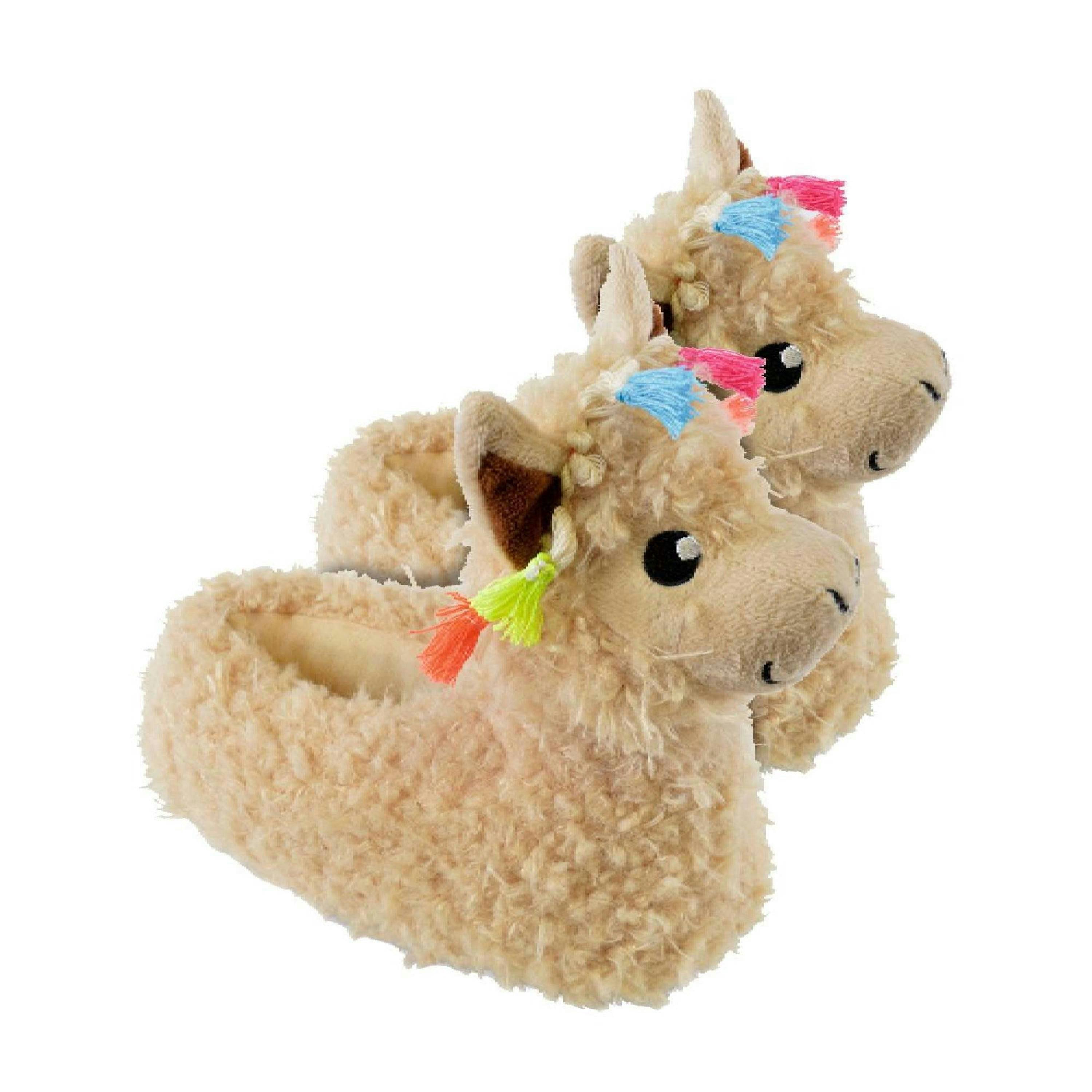 Kids Soft Plush 3D Llama Head Slippers , view 1 of 2
